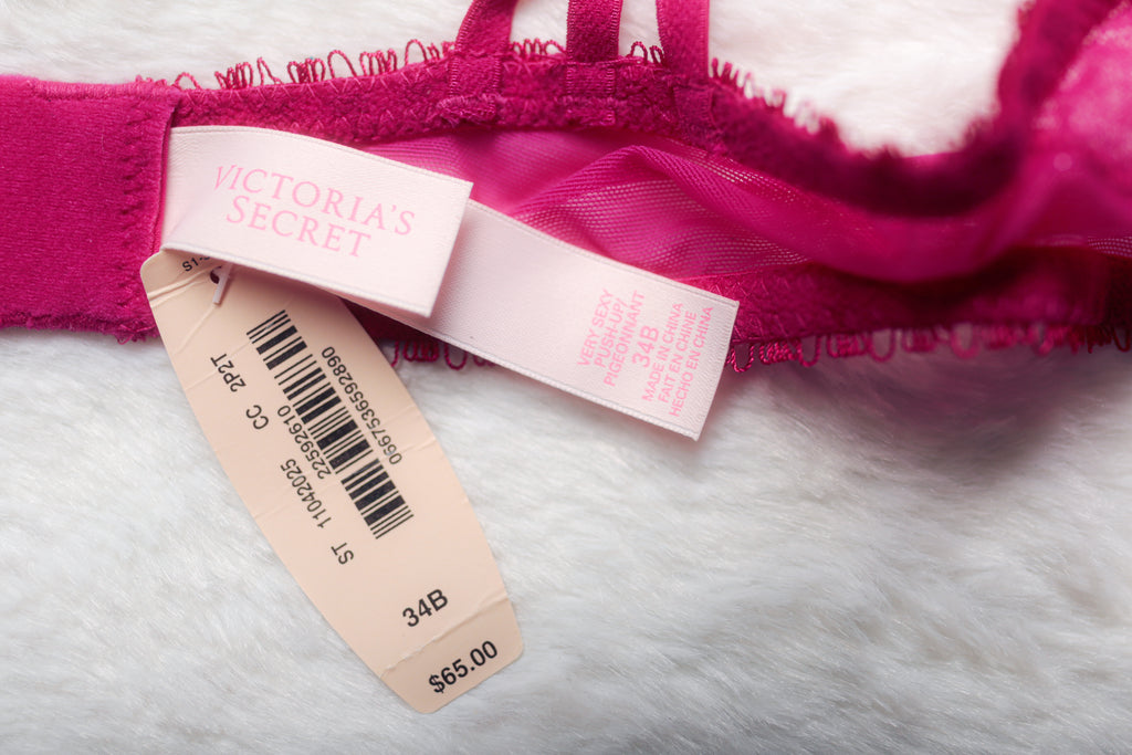 Victoria's Secret Very Sexy Push-up Strappy Demi Plunge Bra 34B Fuchsia Pink NEW