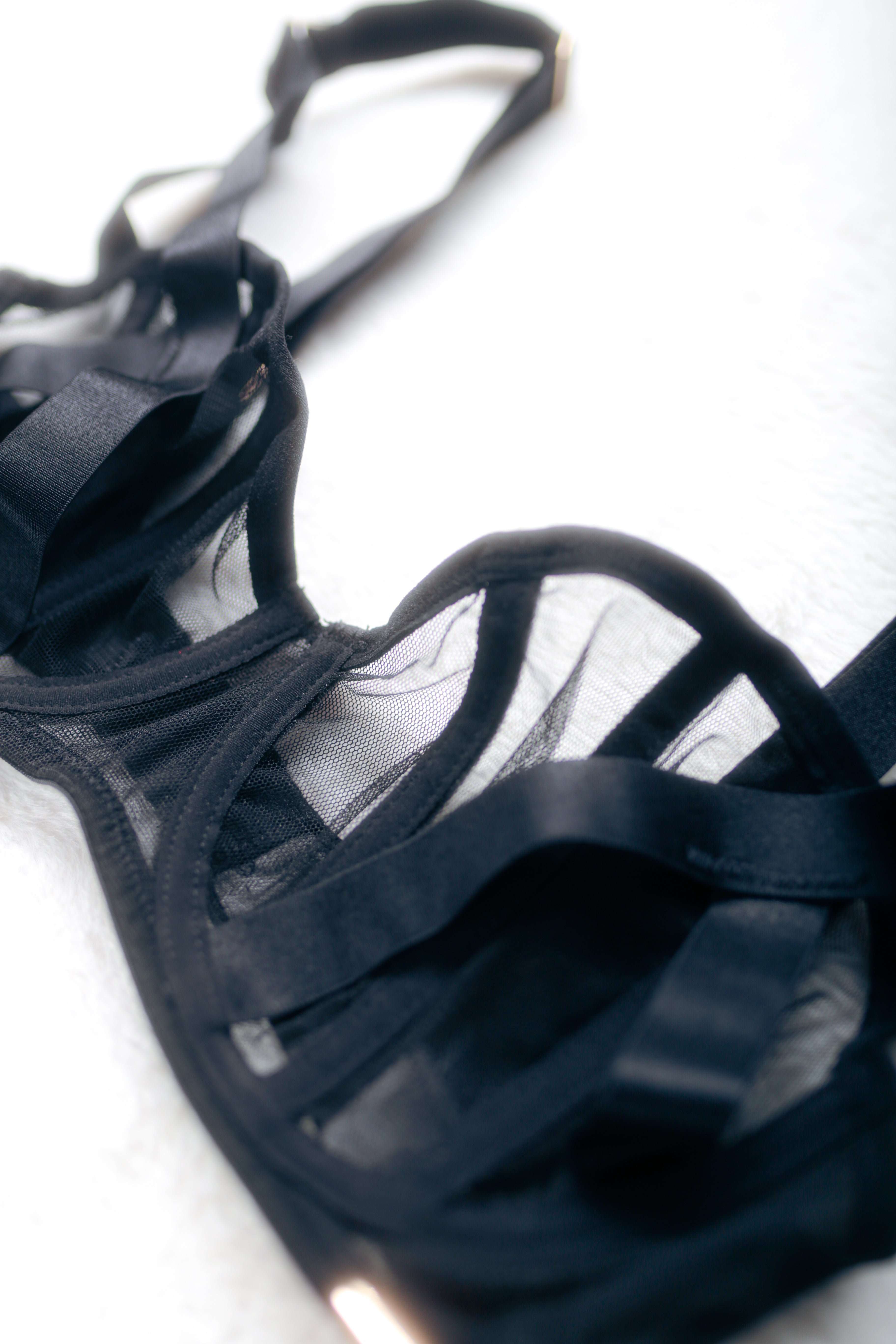 Bluebella Karolina Sheer Unlined Strappy Cage Demi Bra 32D Black NEW