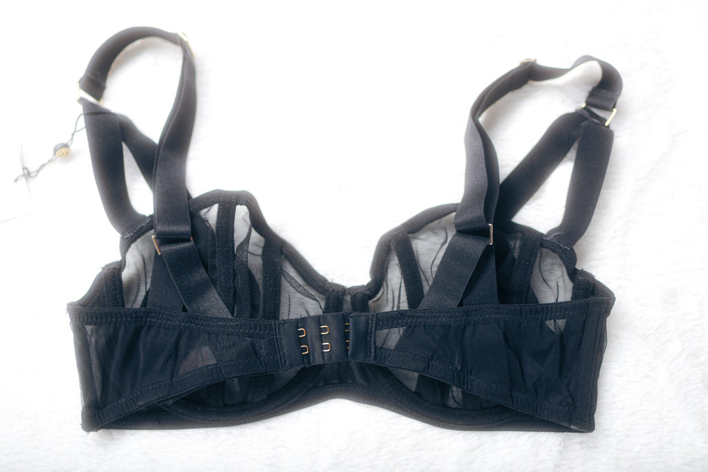Bluebella Karolina Sheer Unlined Strappy Cage Demi Bra 32D Black NEW