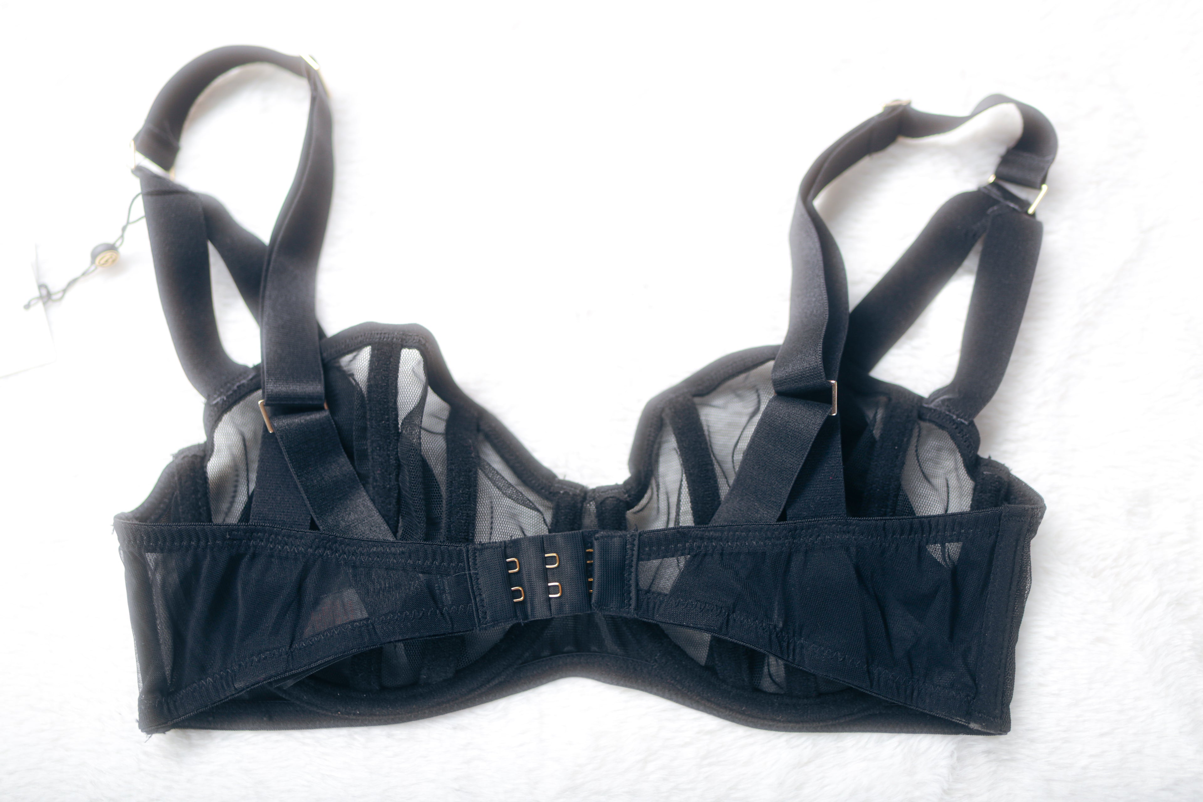 Bluebella Karolina Sheer Unlined Strappy Cage Demi Bra 32D Black NEW