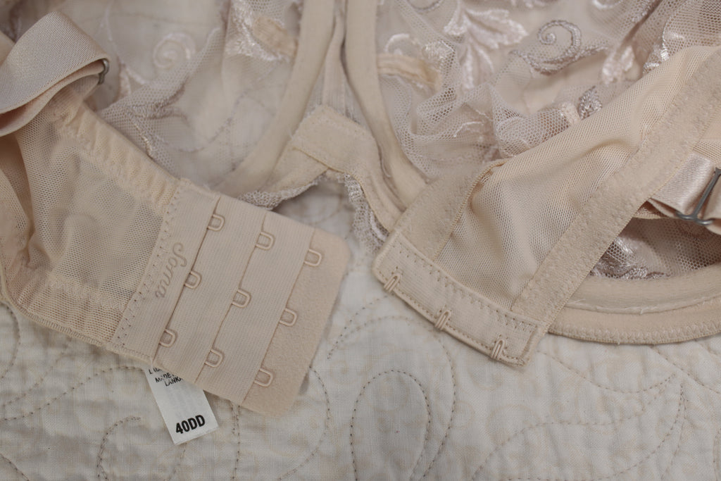 Soma 40DD Sensuous Lace Unlined Underwire Bra Beige Sheer Floral