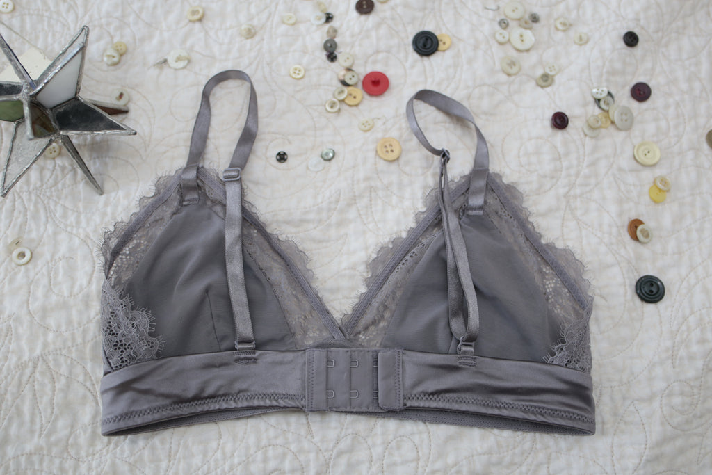 Auden Bralette Wireless Bra XS AA-B Cup Gray Unlined Lace