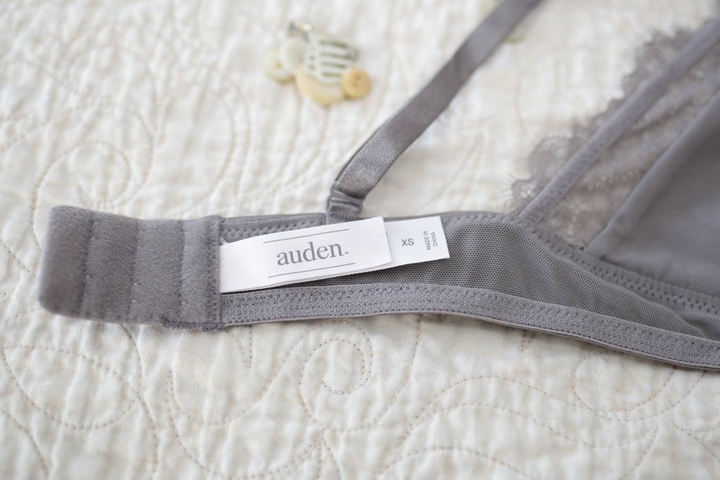 Auden Bralette Wireless Bra XS AA-B Cup Gray Unlined Lace