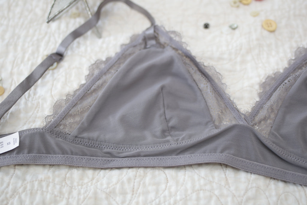 Auden Bralette Wireless Bra XS AA-B Cup Gray Unlined Lace