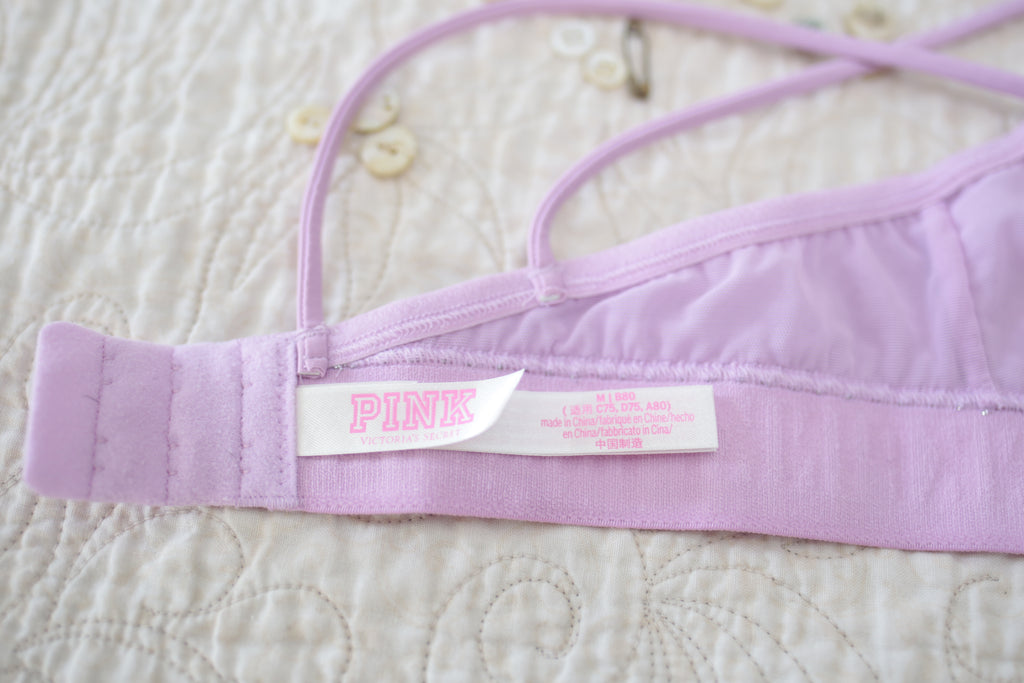 Pink Purple Sparkle Unlined Bralette Wireless Bra Medium