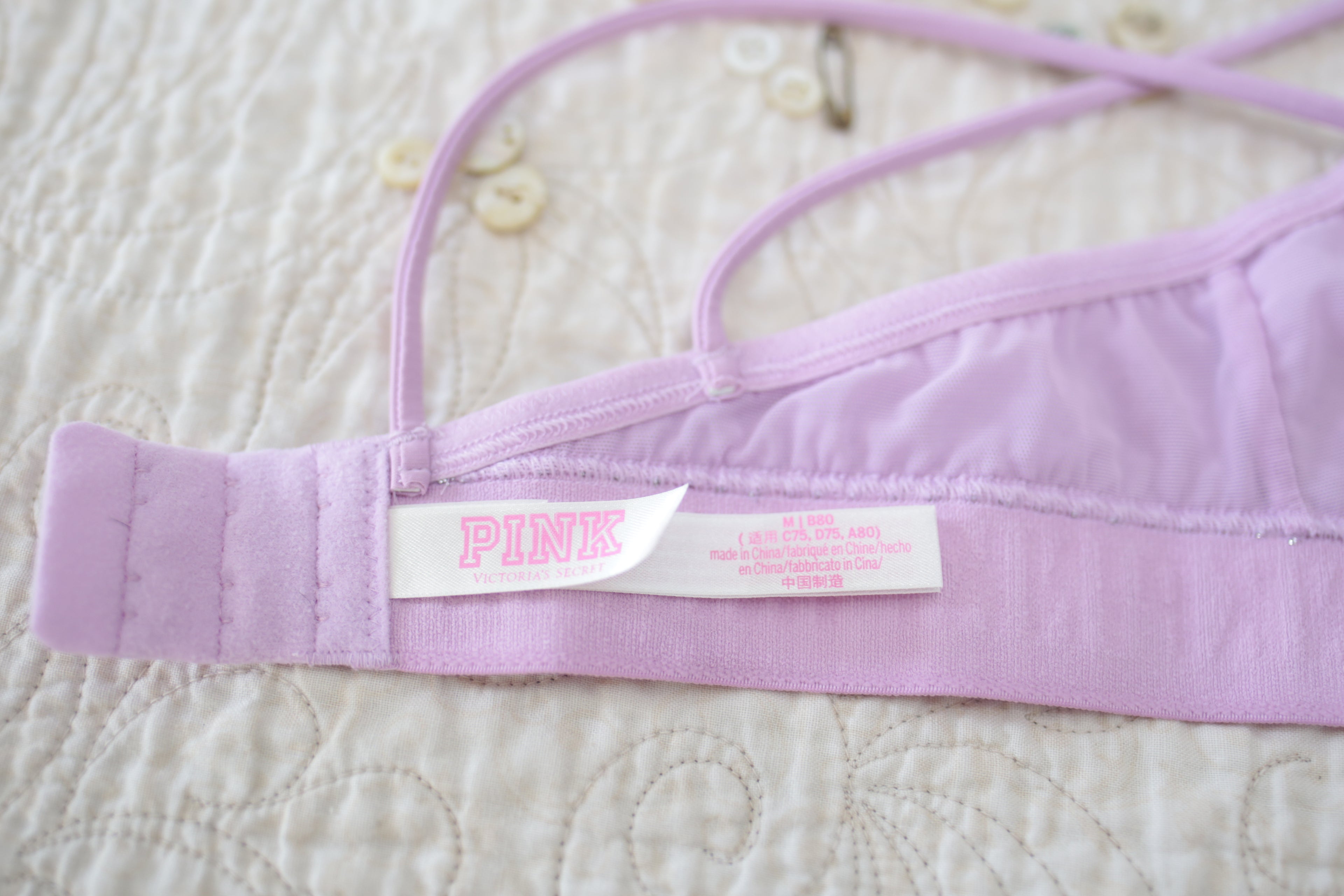 Pink Purple Sparkle Unlined Bralette Wireless Bra Medium