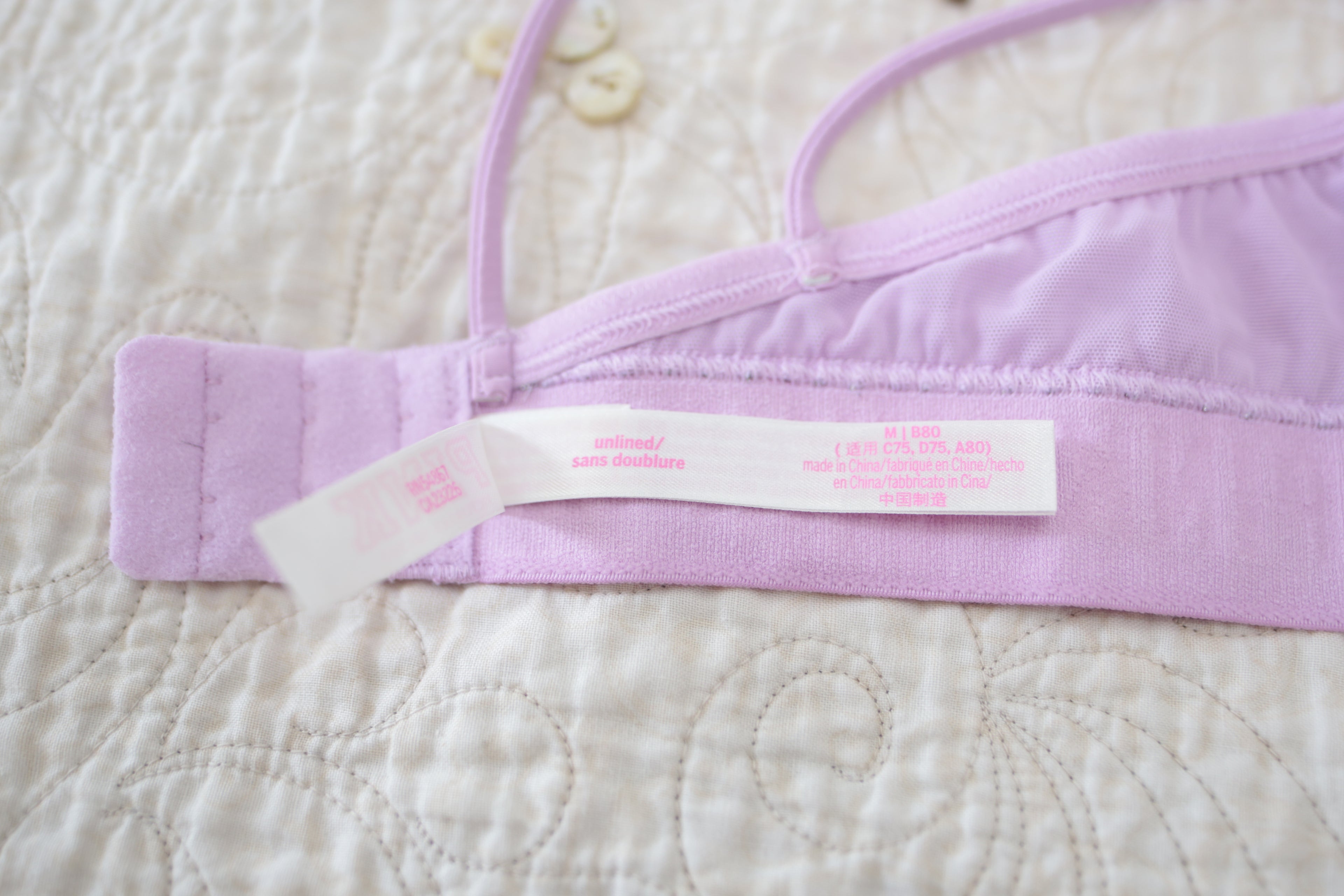 Pink Purple Sparkle Unlined Bralette Wireless Bra Medium