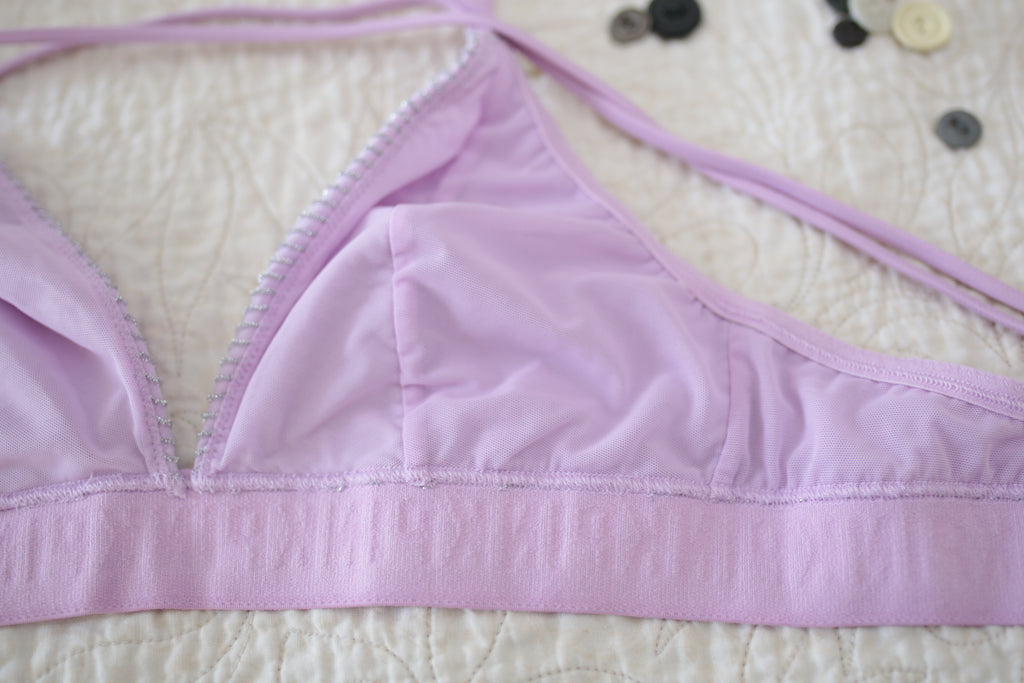 Pink Purple Sparkle Unlined Bralette Wireless Bra Medium