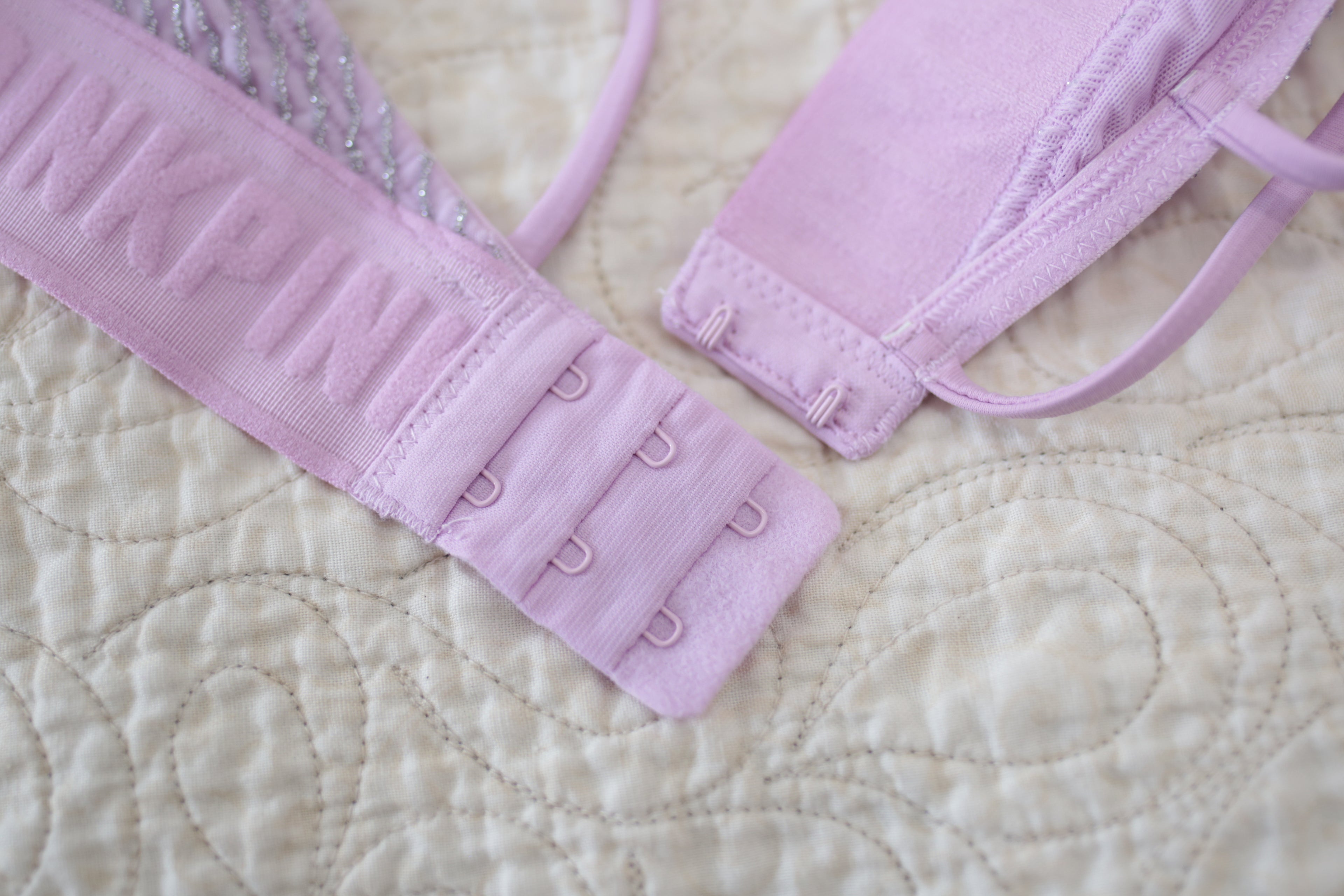 Pink Purple Sparkle Unlined Bralette Wireless Bra Medium