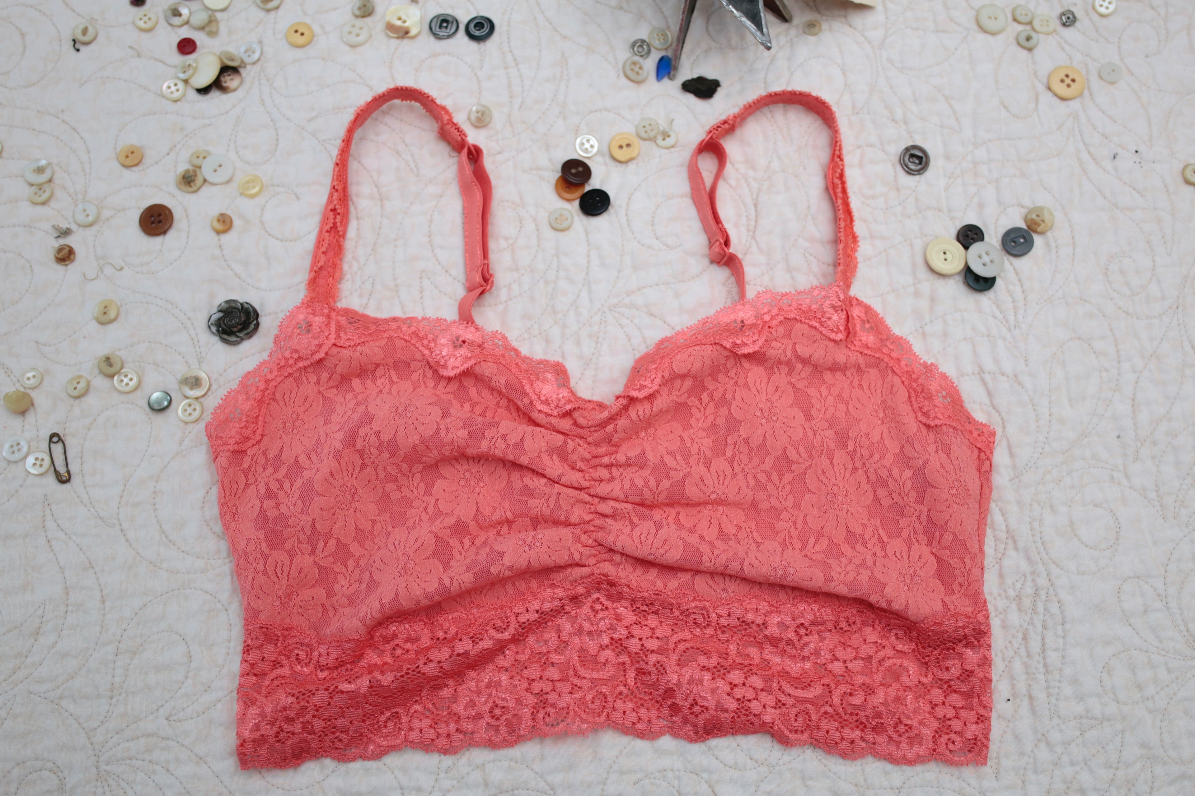 Soma Soft Unlined Lace Bralette Medium Coral Pink