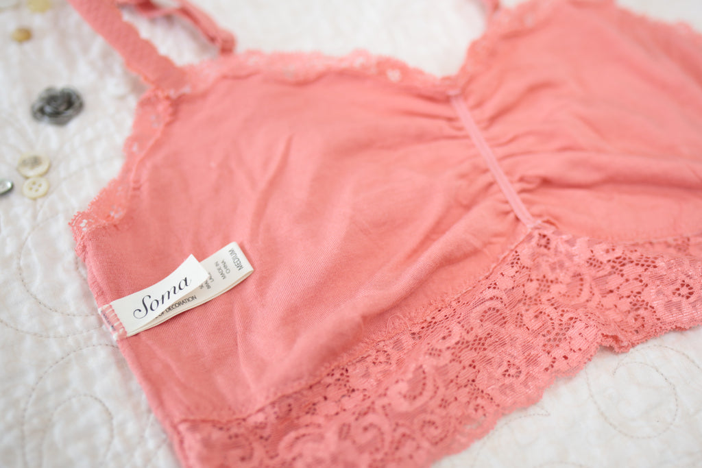 Soma Soft Unlined Lace Bralette Medium Coral Pink