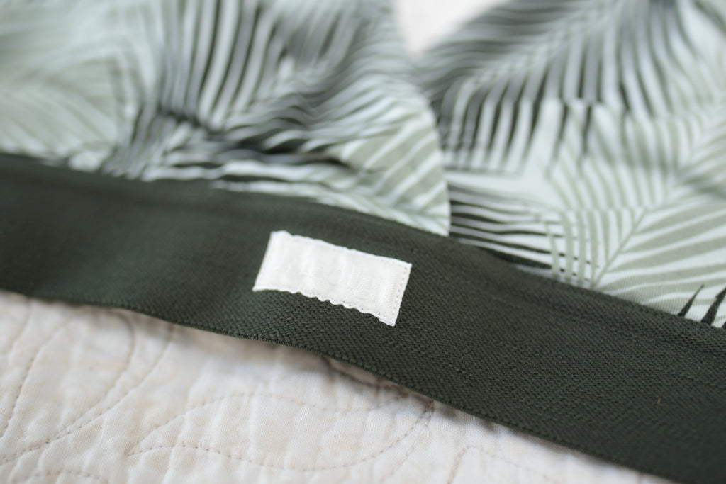 Kindly Soft Unpadded Small Bralette White Green Palm