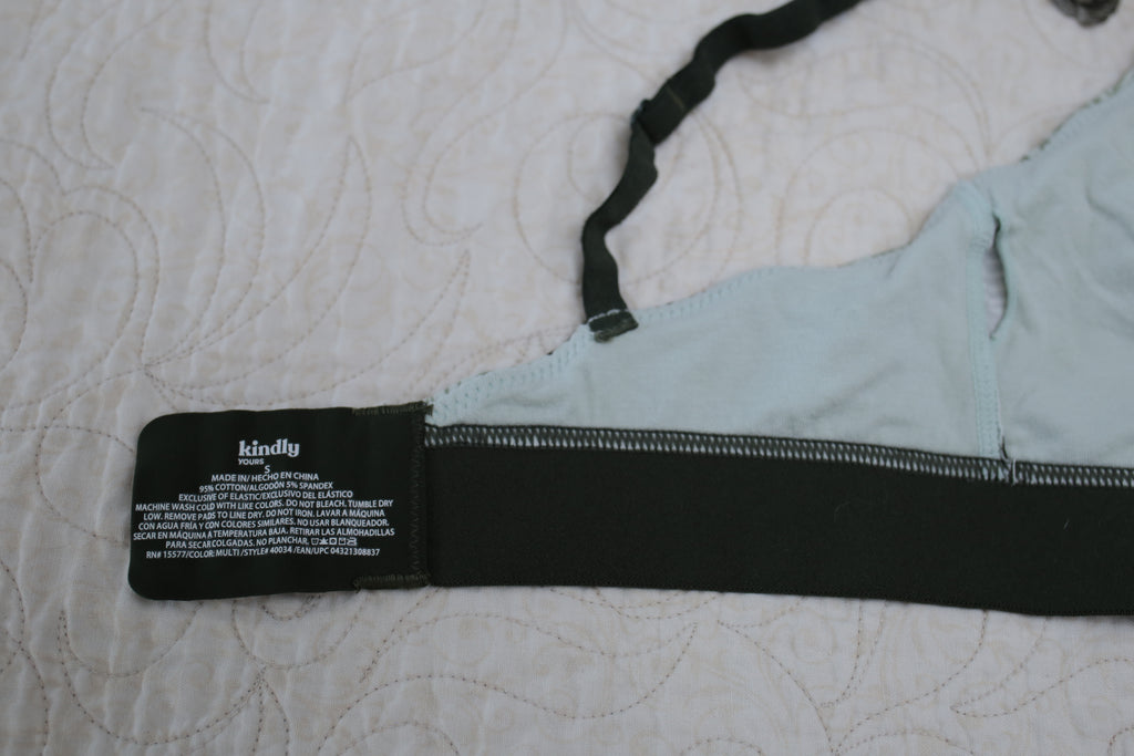 Kindly Soft Unpadded Small Bralette White Green Palm