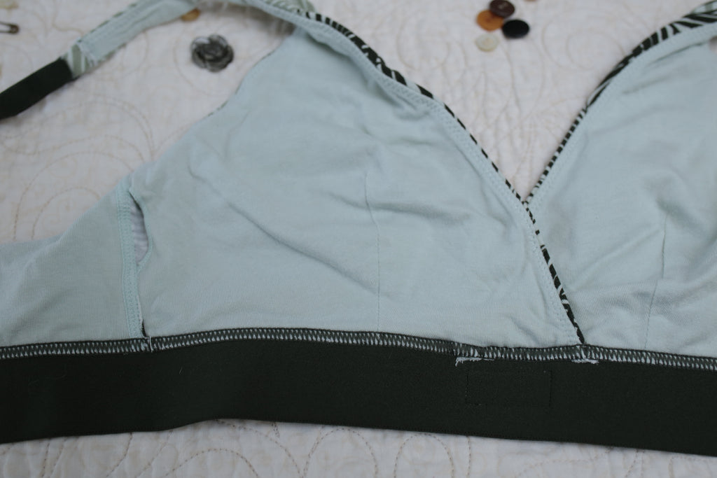 Kindly Soft Unpadded Small Bralette White Green Palm