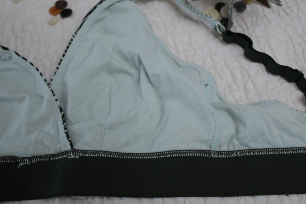 Kindly Soft Unpadded Small Bralette White Green Palm