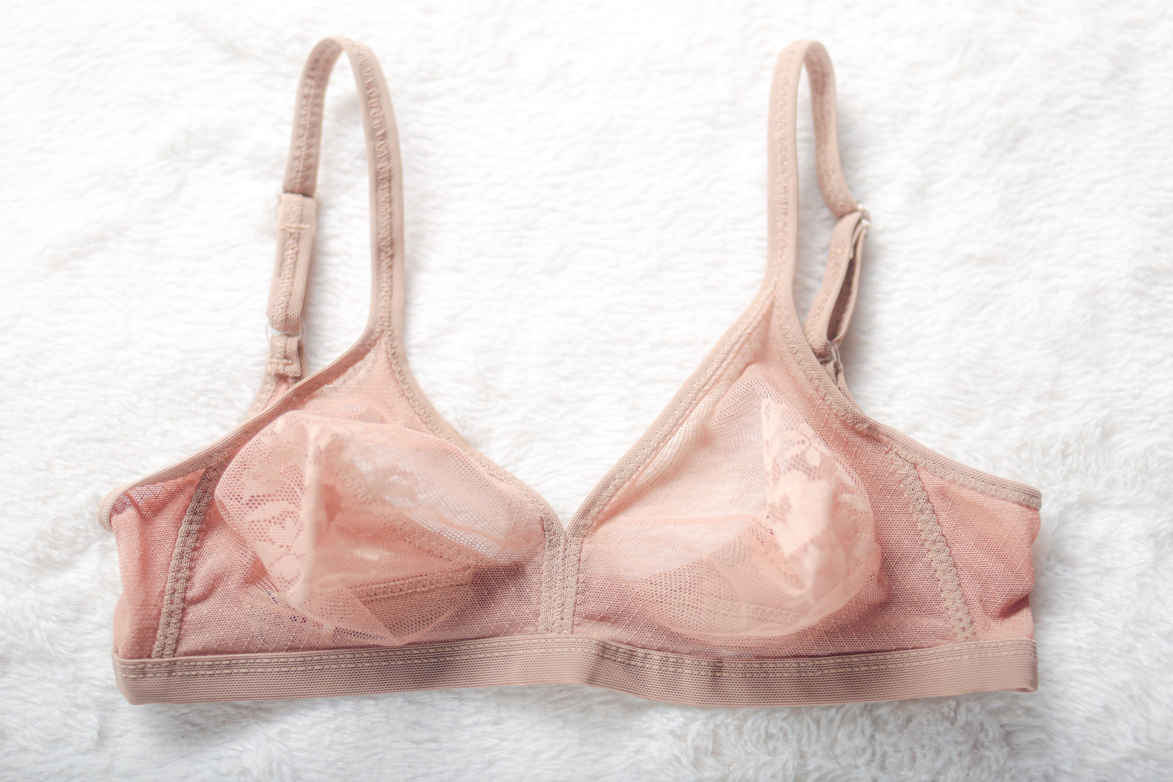 Intimage Vintage Unlined Sheer Mesh Lace Demi Bra 34 Beige