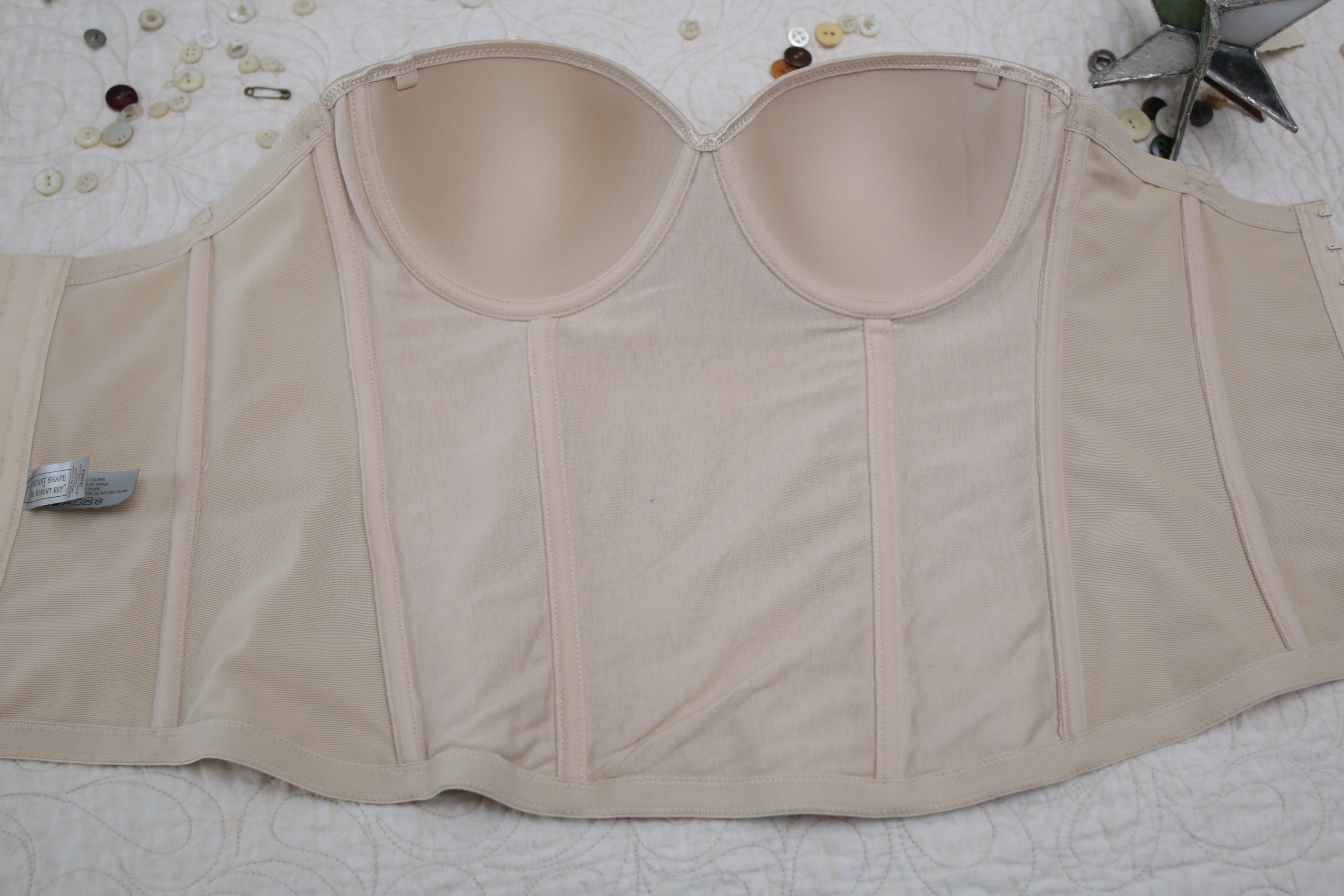 Dr. Robert Rey Instant Shape 30D Bustier Corset Boned Bra Beige Nude