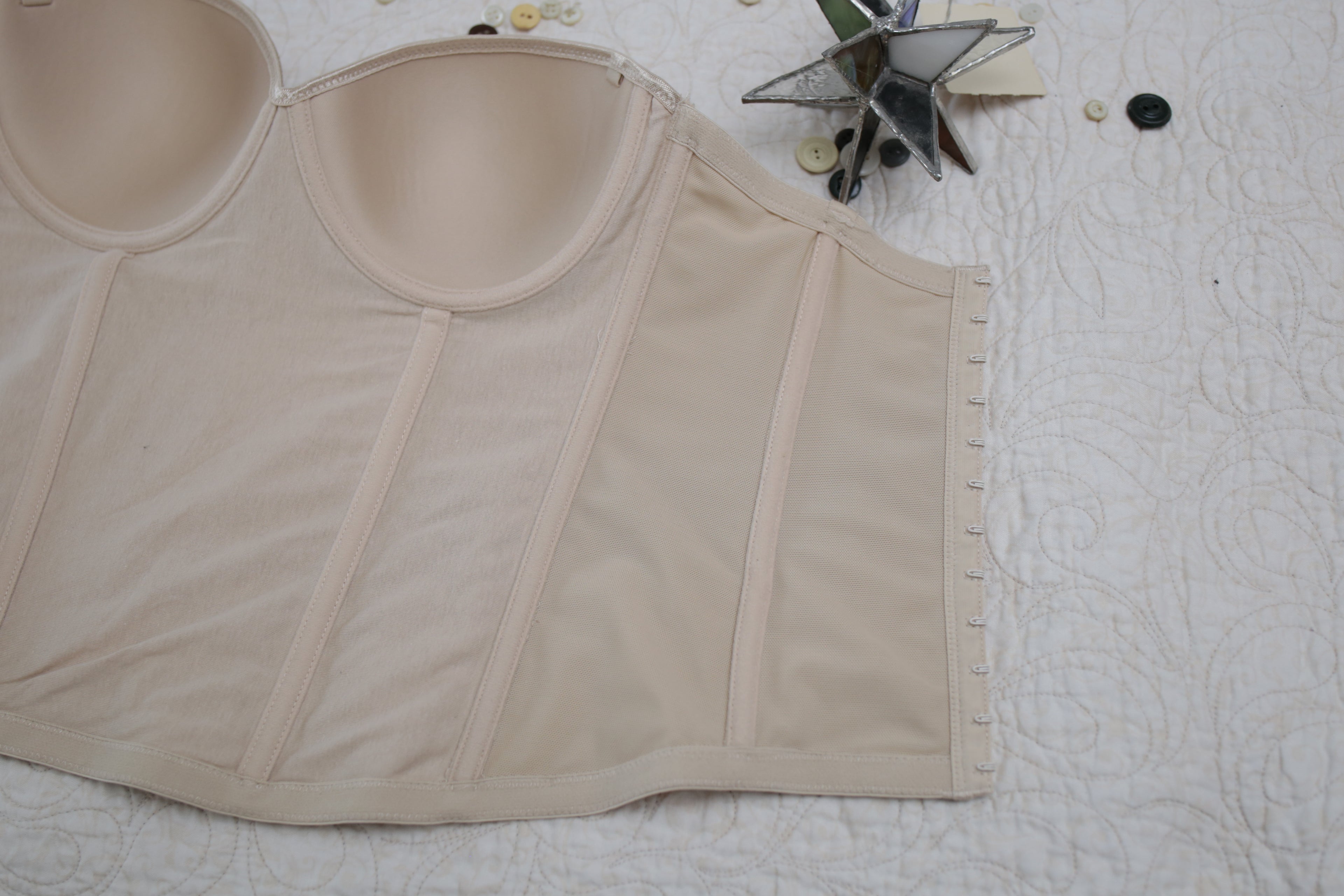 Dr. Robert Rey Instant Shape 30D Bustier Corset Boned Bra Beige Nude