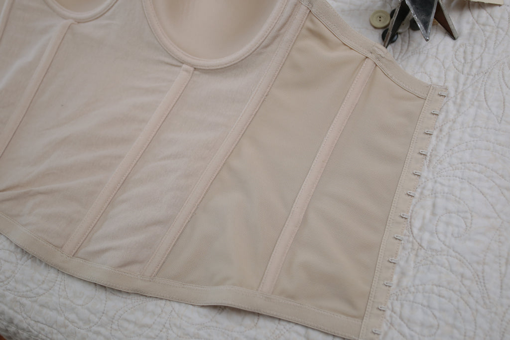 Dr. Robert Rey Instant Shape 30D Bustier Corset Boned Bra Beige Nude