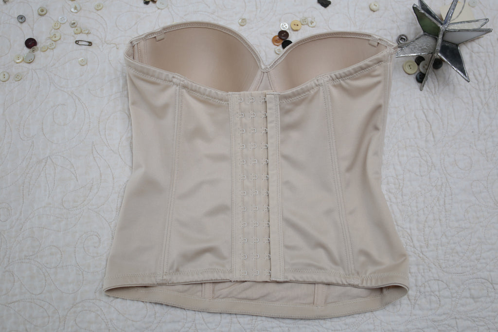 Dr. Robert Rey Instant Shape 30D Bustier Corset Boned Bra Beige Nude