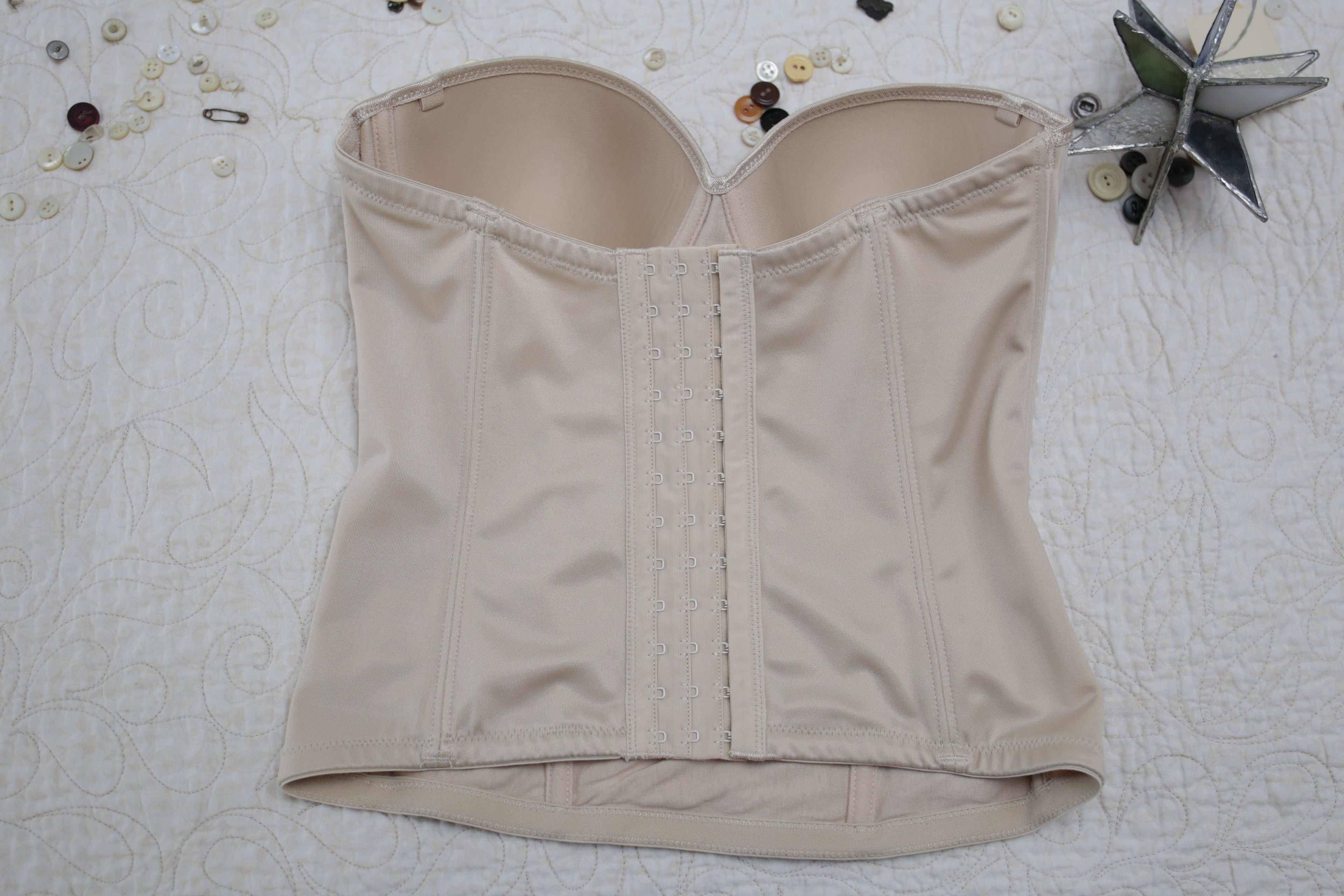 Dr. Robert Rey Instant Shape 30D Bustier Corset Boned Bra Beige Nude