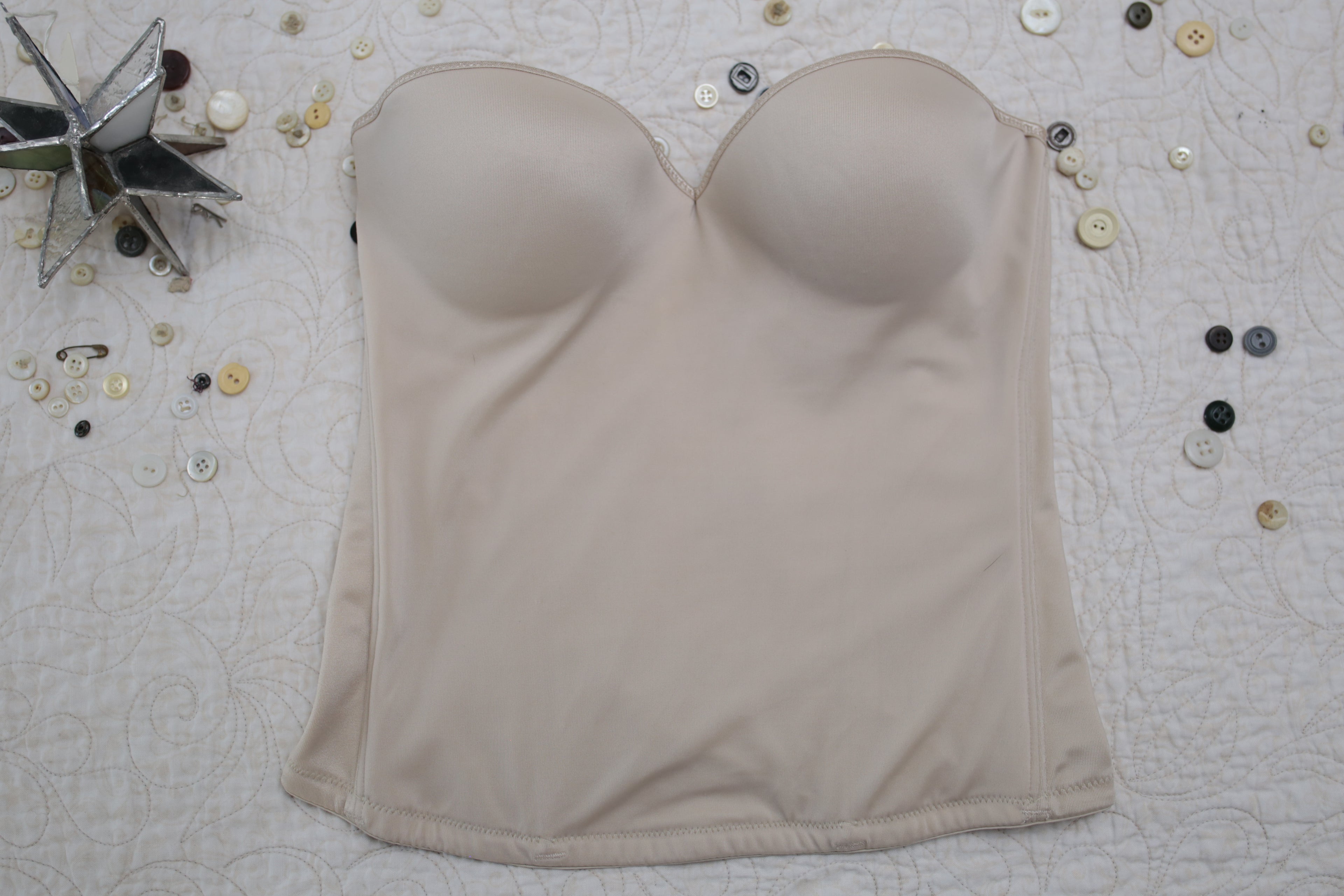 Dr. Robert Rey Instant Shape 30D Bustier Corset Boned Bra Beige Nude