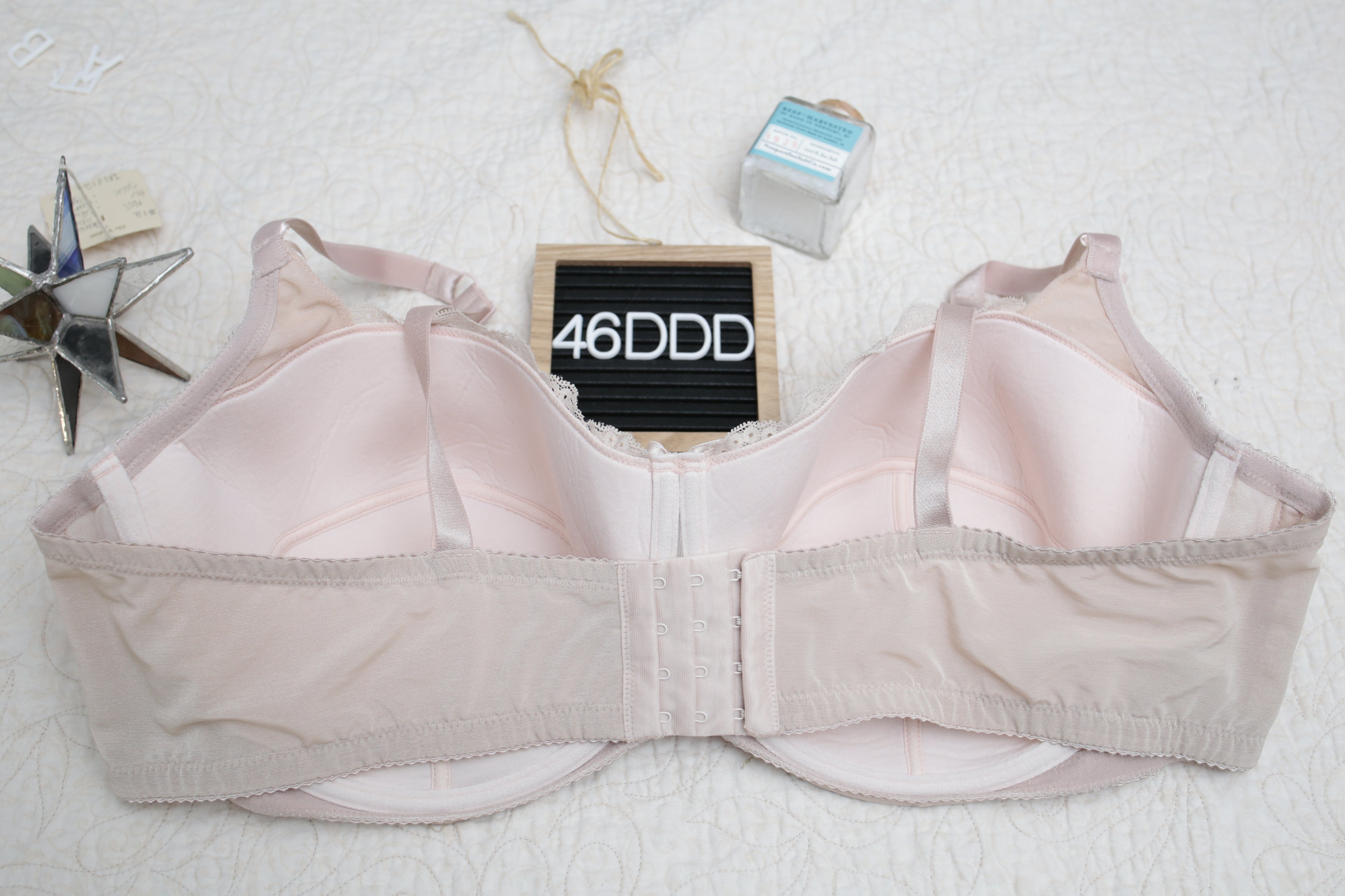 Adore Me 46DDD Unpadded Lined Seamed Underwire Bra Beige Nude