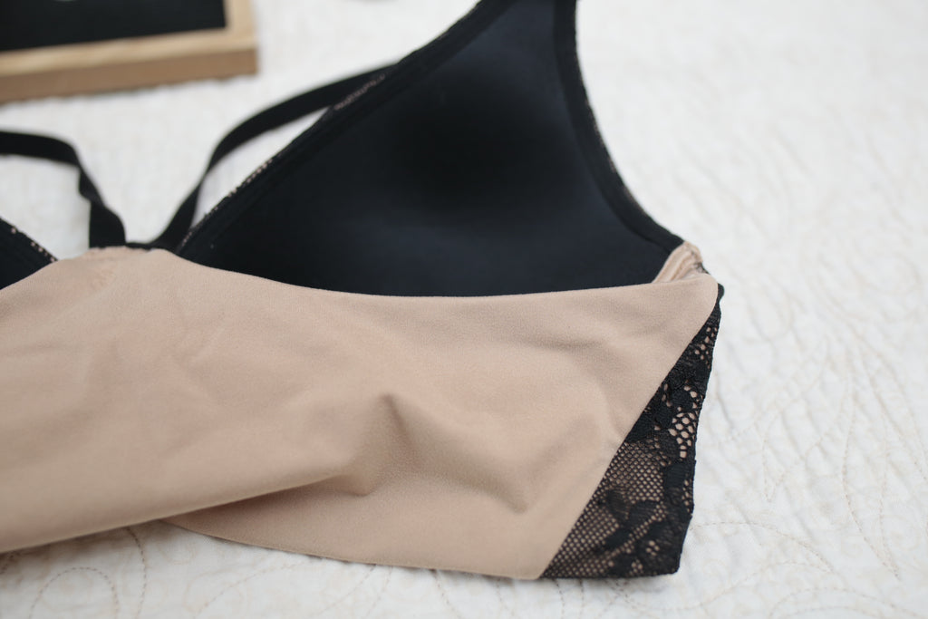 Victoria's Secret 34B Body by Victoria Lined Plunge Racerback Wireless T-shirt Bra Beige Black NEW