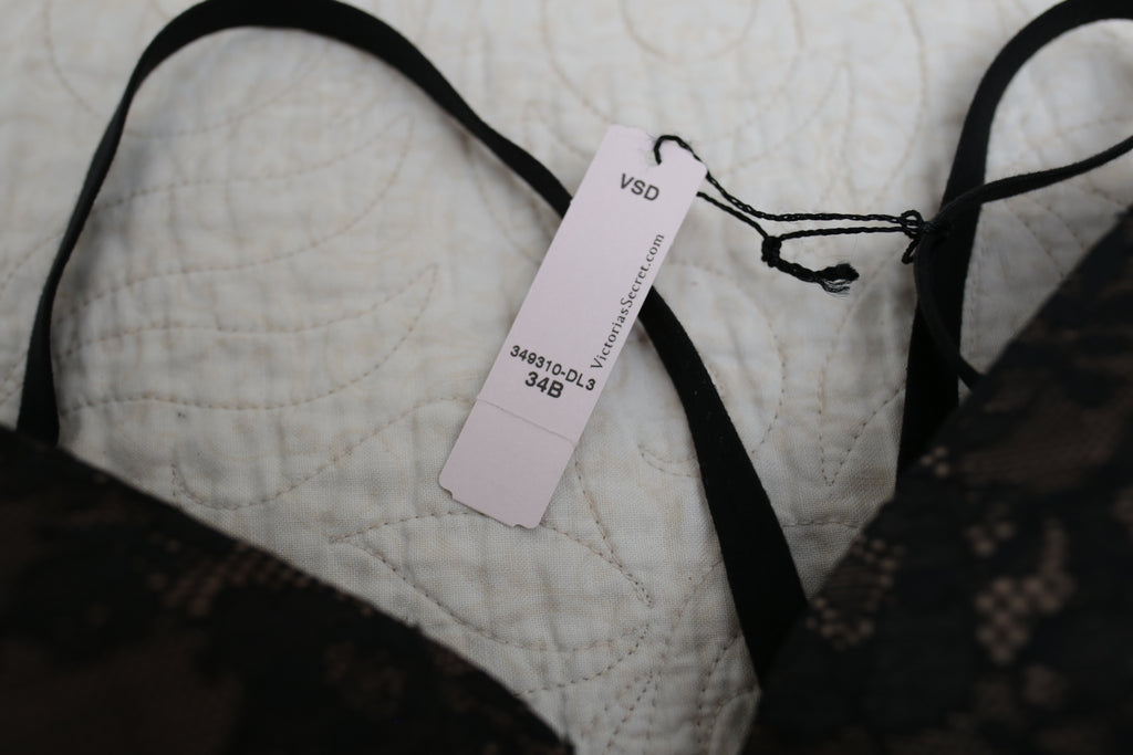 Victoria's Secret 34B Body by Victoria Lined Plunge Racerback Wireless T-shirt Bra Beige Black NEW