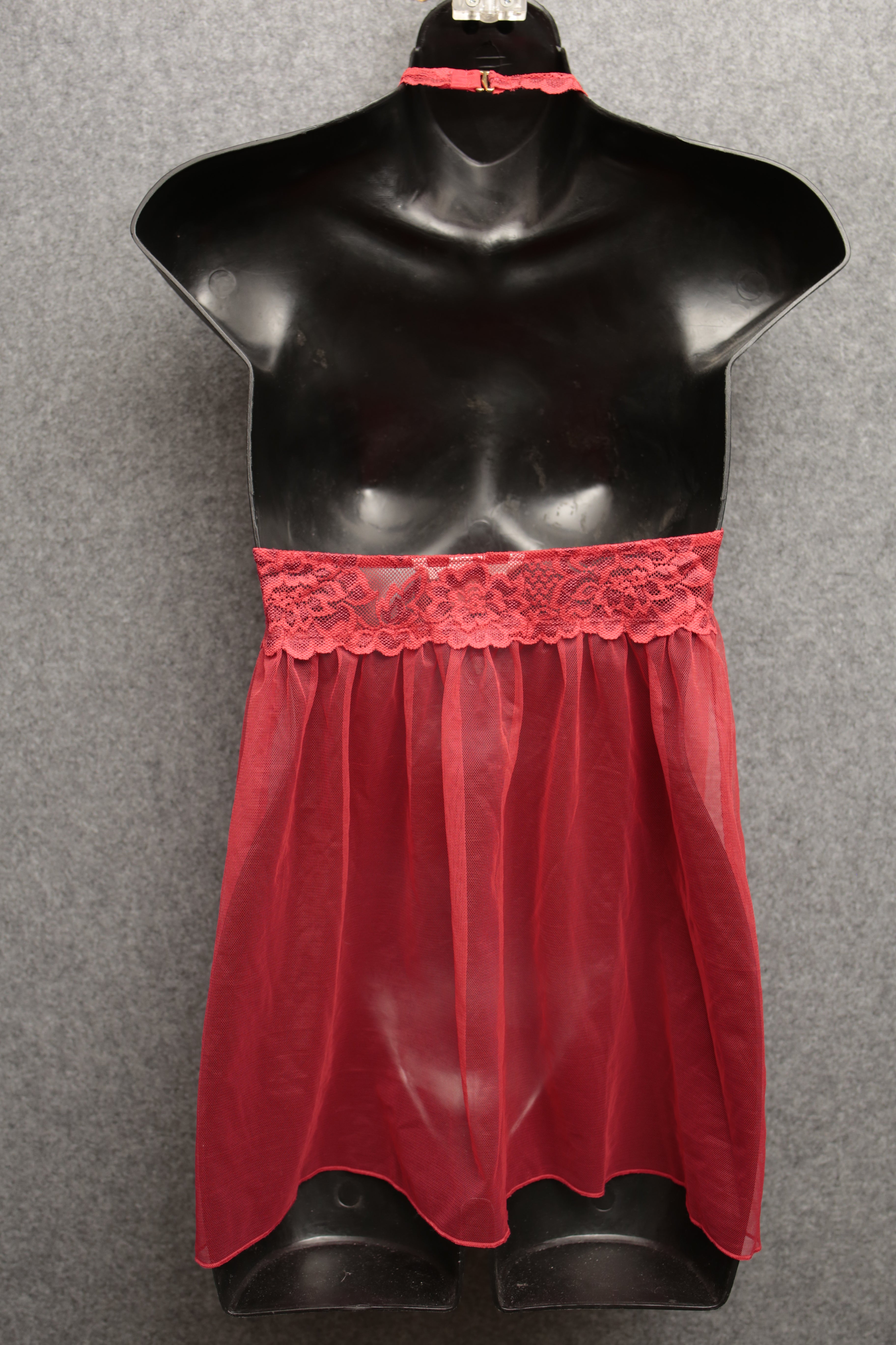 Victoria's Secret Babydoll Chemise Lingerie XS Sheer Red Lace