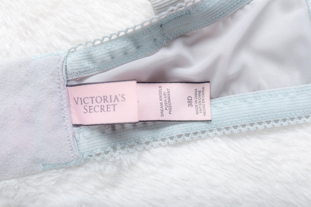 Victoria's Secret Dream Angels Push-up Padded Strappy Bra 38D Blue Lace