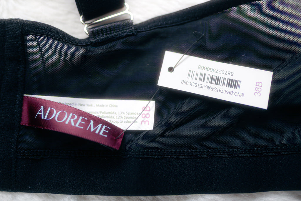 Adore Me Longline Underwire Balconette Bra 38B Black and Nude NEW