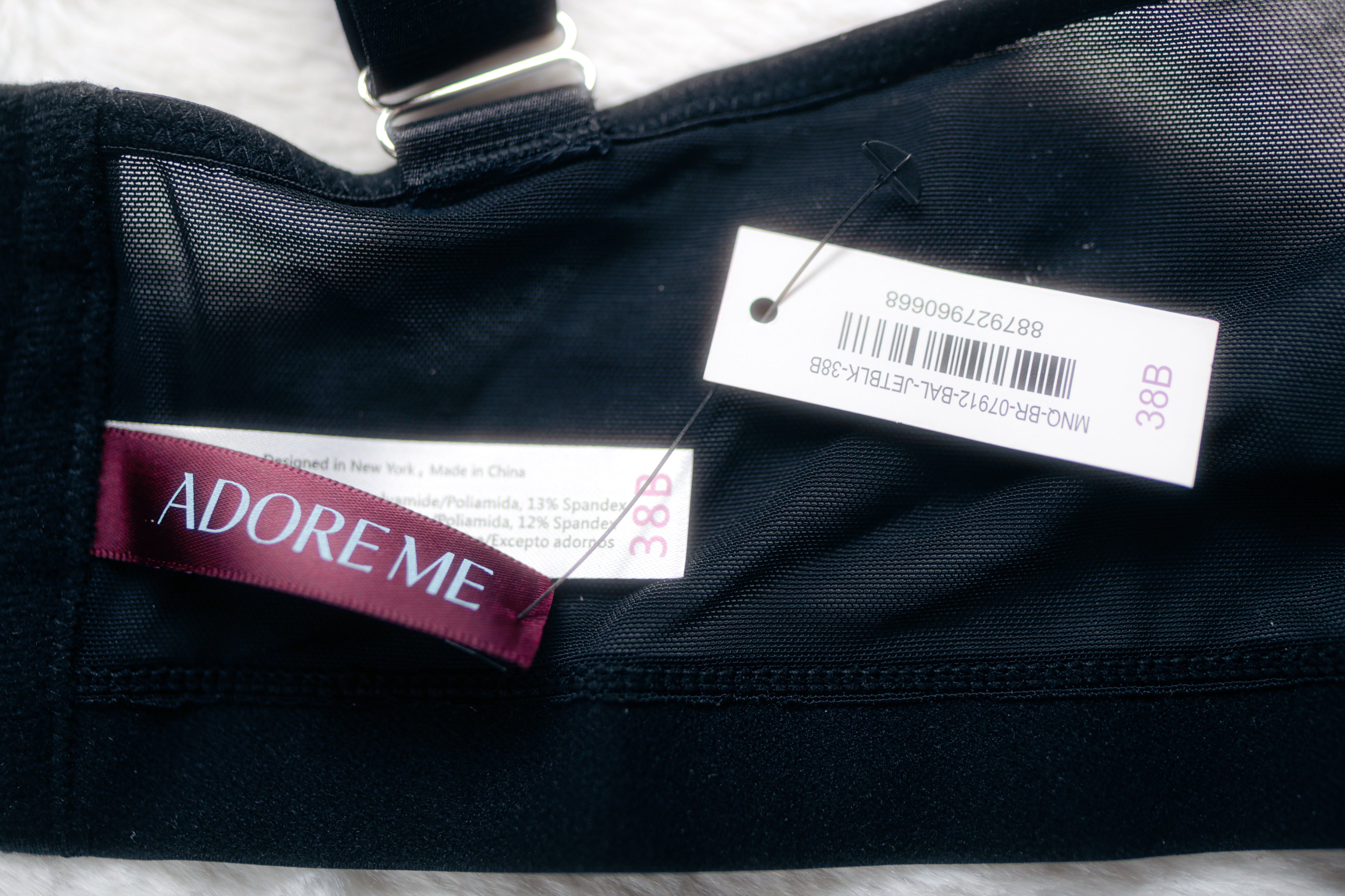 Adore Me Longline Underwire Balconette Bra 38B Black and Nude NEW