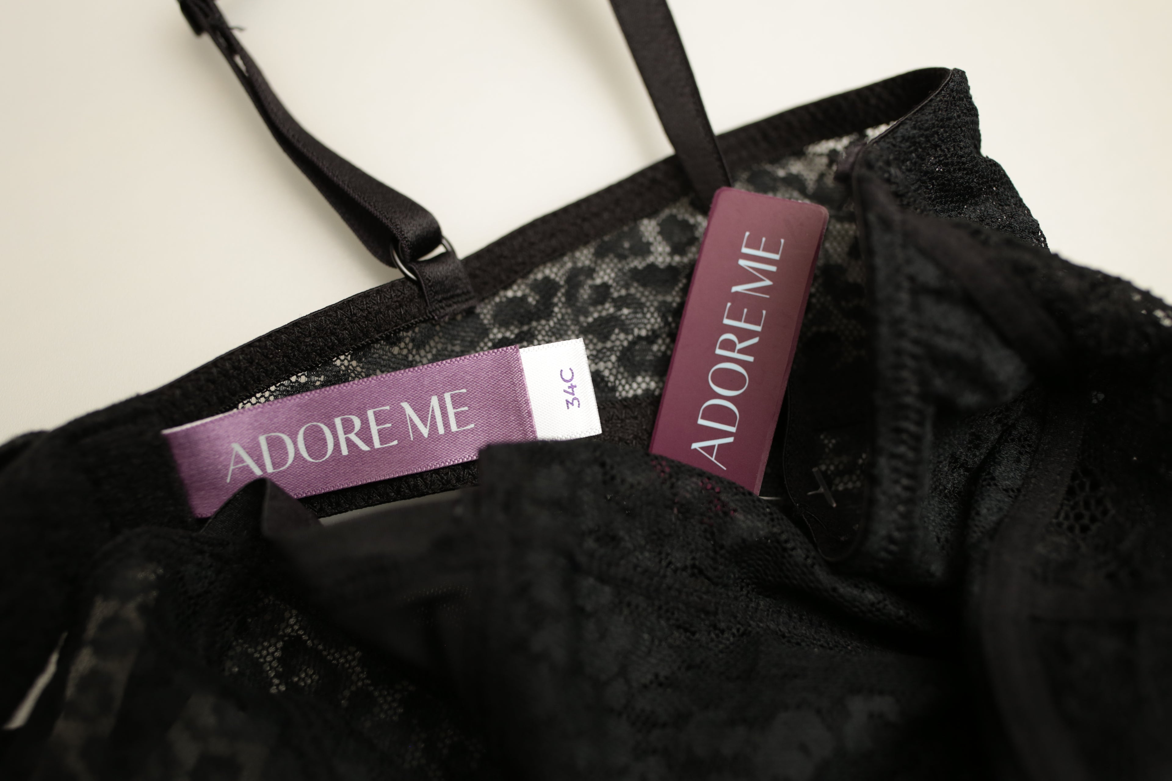 Adore Me 34C Babydoll Bustier with Garter Suspender Black Lace Keyhole NEW