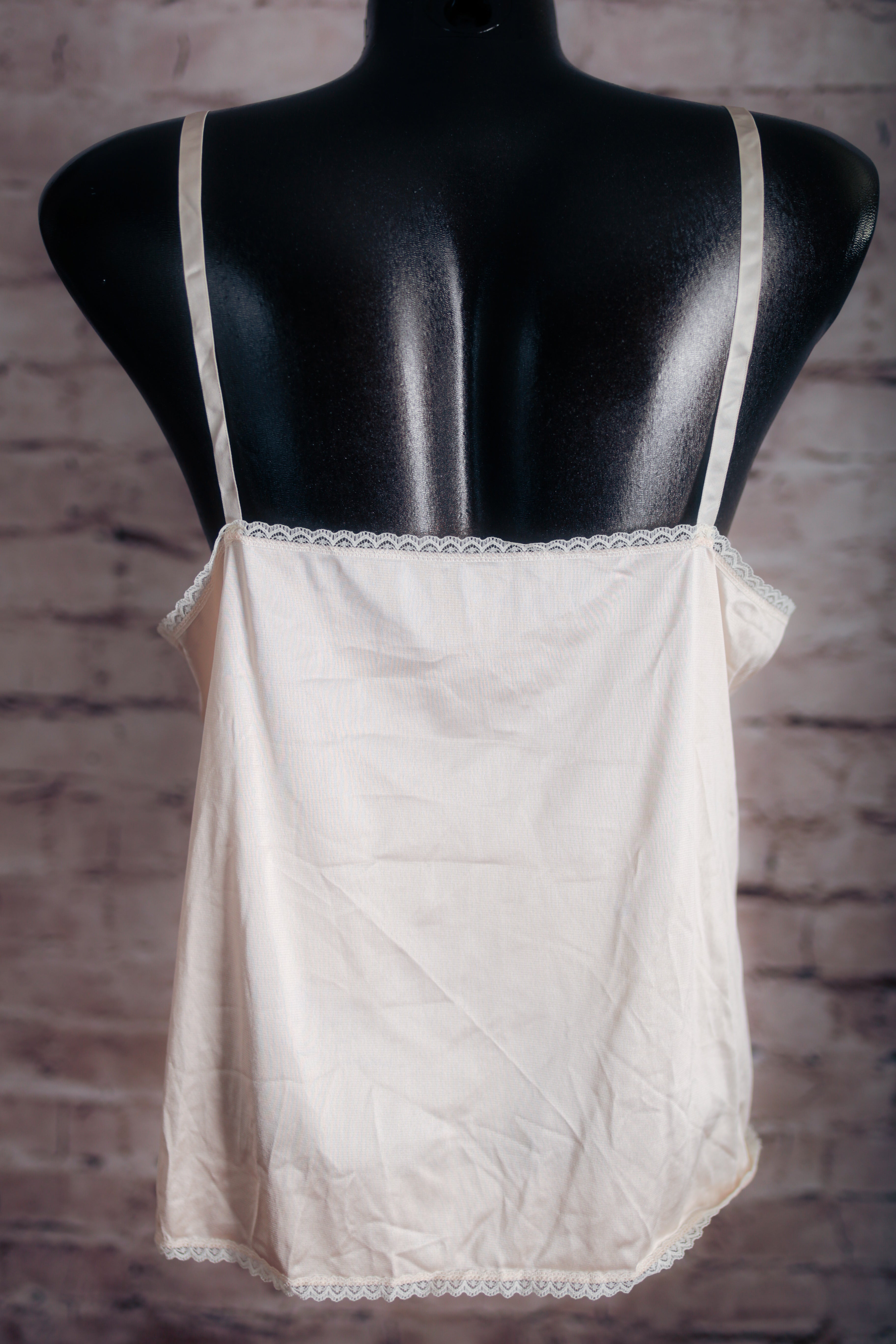 Vassarette Vintage Satin and Sheer Lace Camisole Lingerie XL Pink