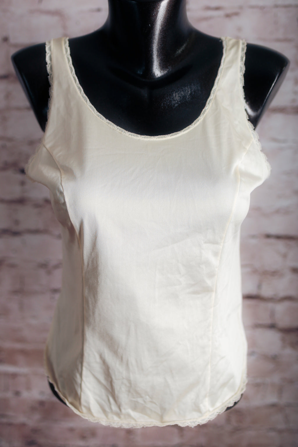 JCPenney Vintage 80s Satin Camisole Lingerie Medium Ivory