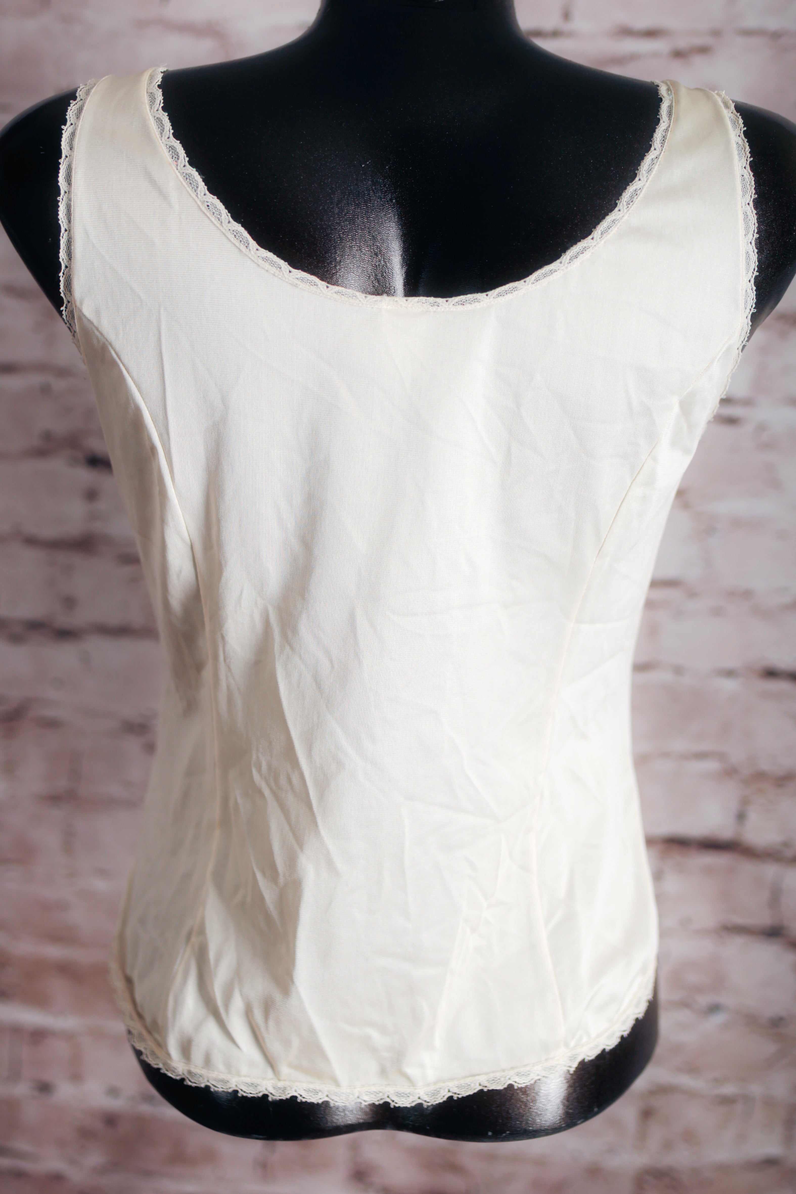 JCPenney Vintage 80s Satin Camisole Lingerie Medium Ivory