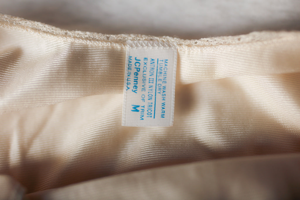 JCPenney Vintage 80s Satin Camisole Lingerie Medium Ivory