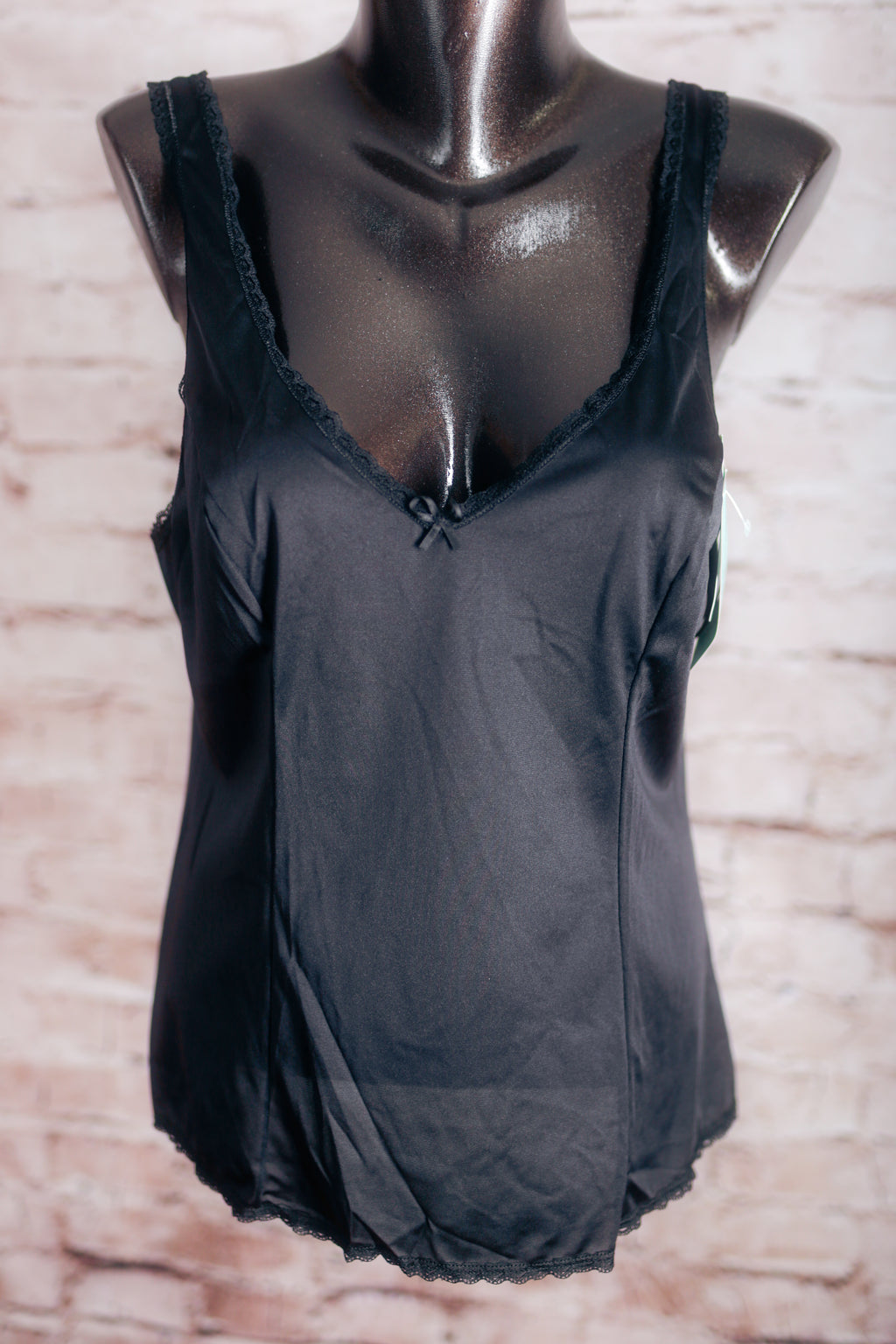 Vanity Fair Satin Glance 17-760 Vintage Cami Camisole Lingerie 38 Large Black NEW