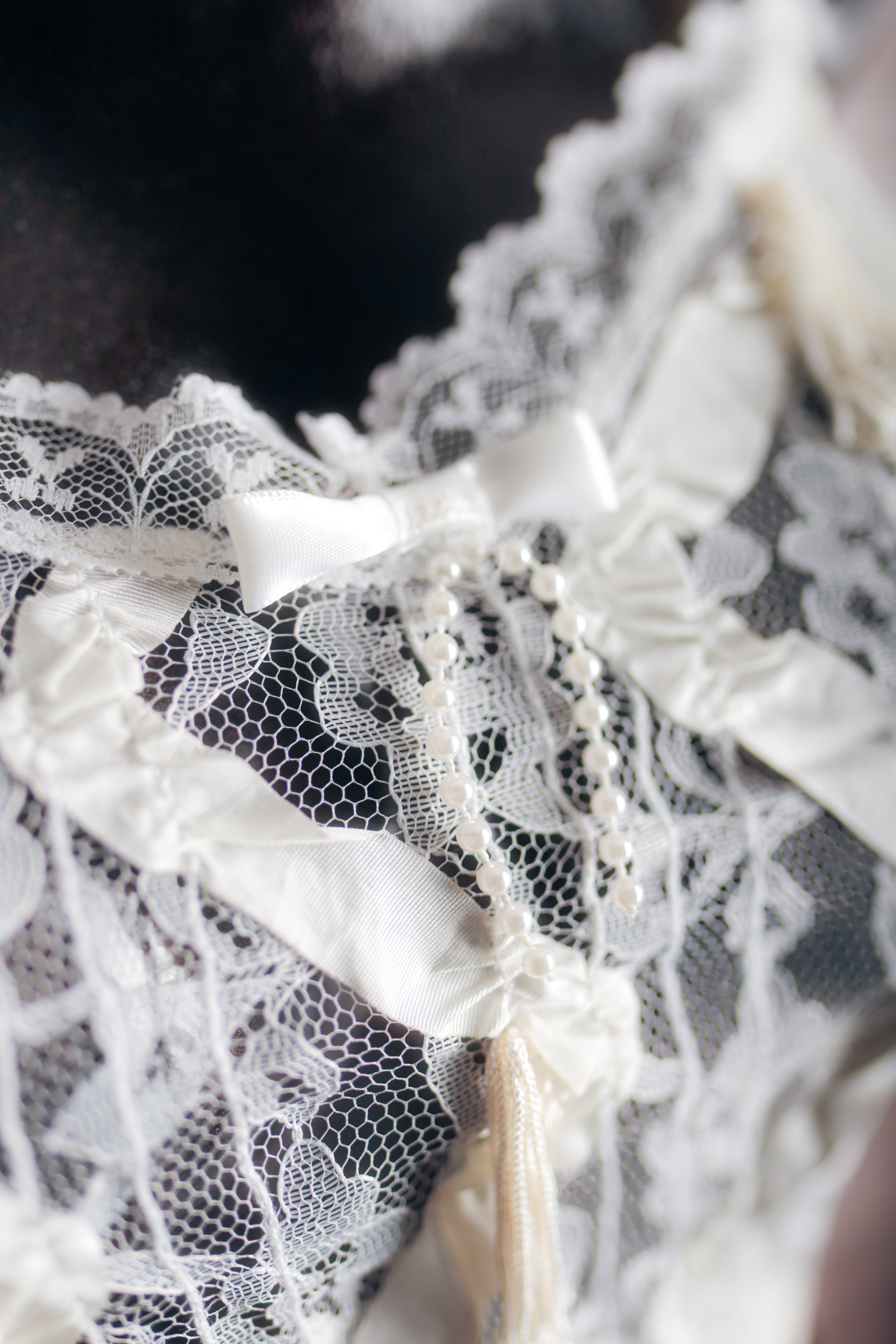 Faris Vintage Sheer Lace 80s High Cut Thong Teddy Lingerie Small White