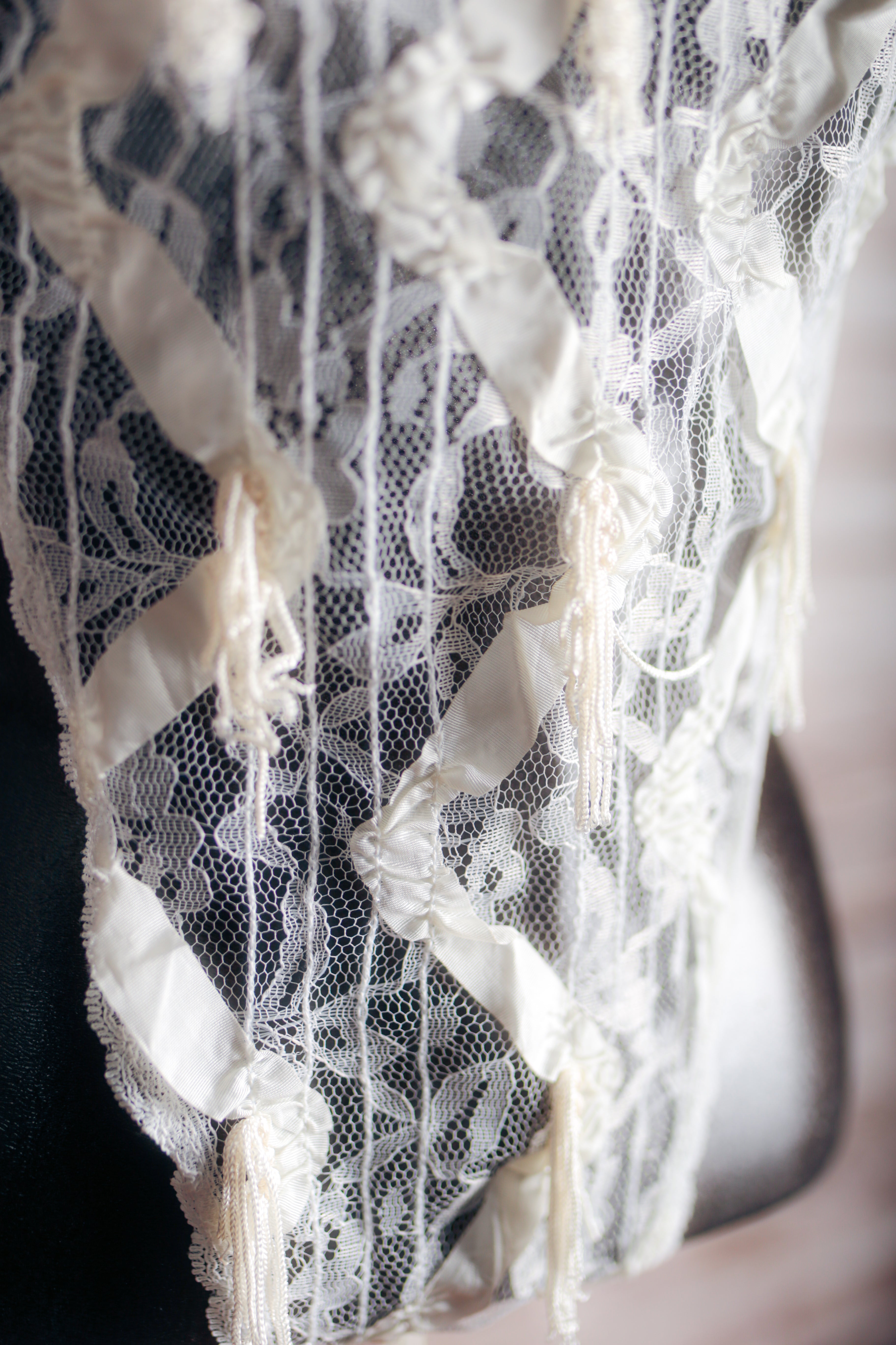 Faris Vintage Sheer Lace 80s High Cut Thong Teddy Lingerie Small White