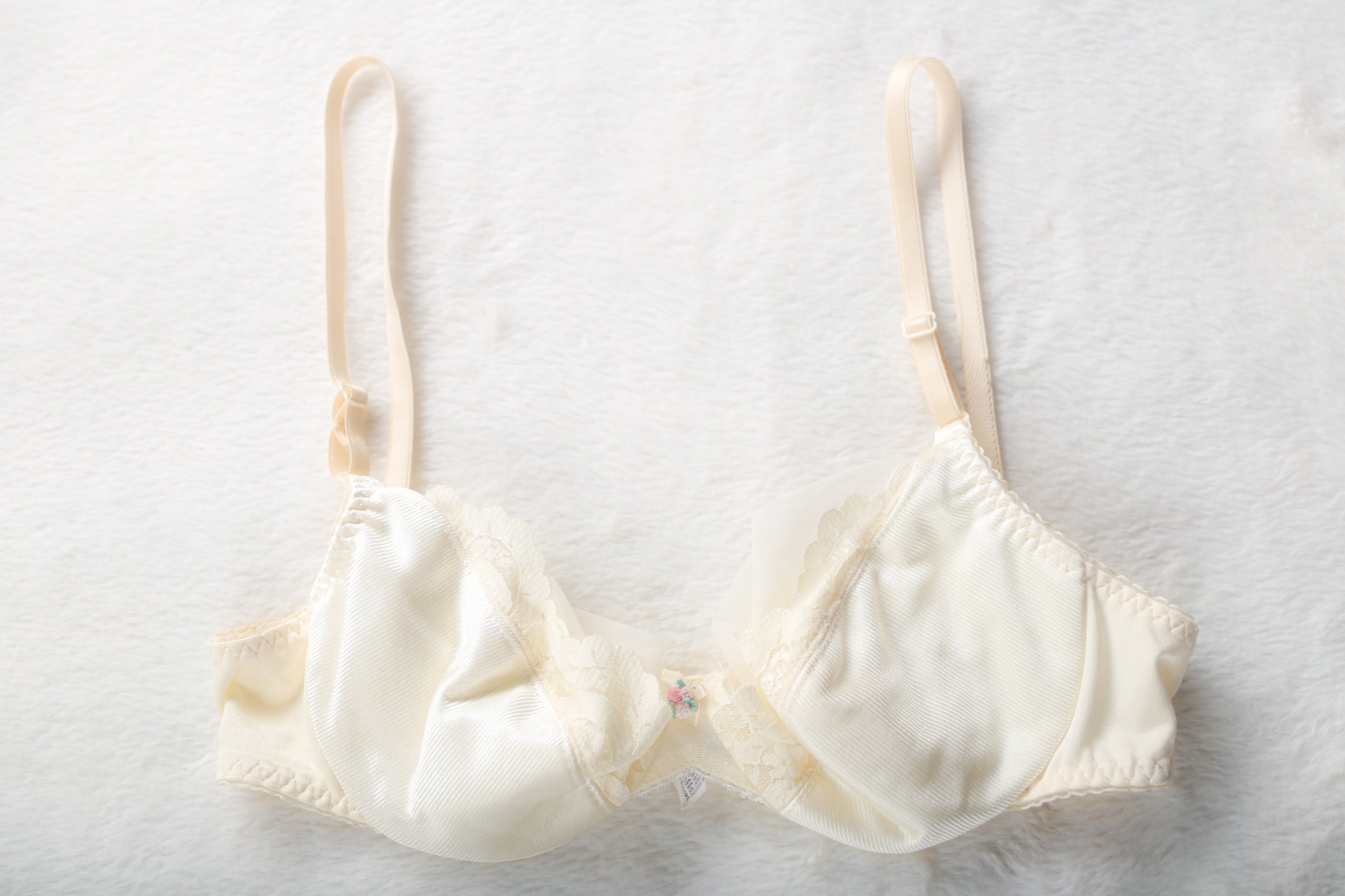 Bali Vintage 2615 Unlined Satin Lace Demi Bra 36B Ivory