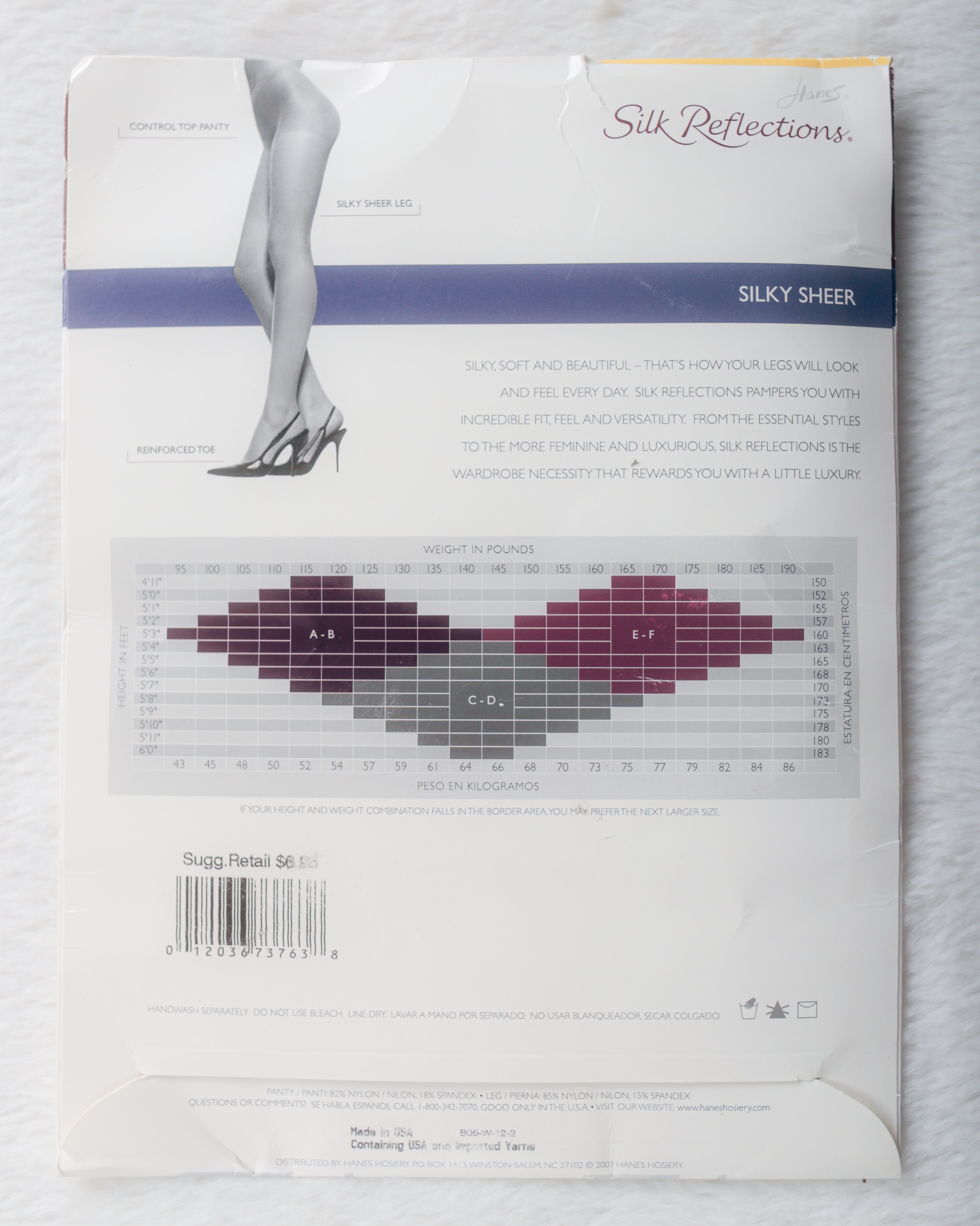 Hanes 718 Silk Reflections Silky Sheer Control Top Pantyhose Nude Size CD