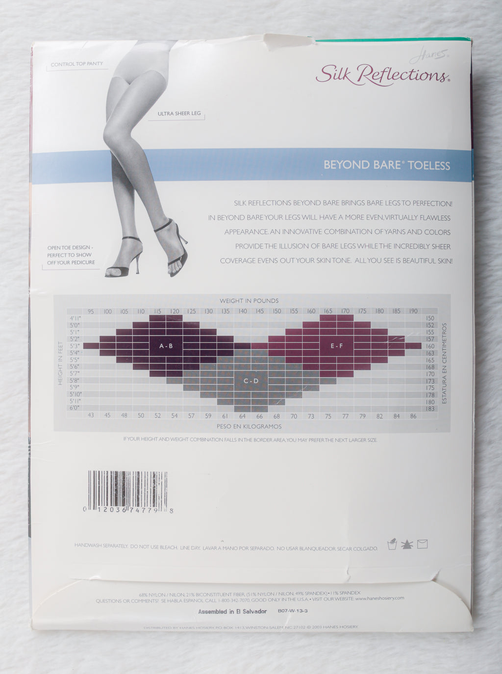 Hanes Silk Reflections Beyond Bare Toeless Silky Sheer Control Top Pantyhose Beige Size CD