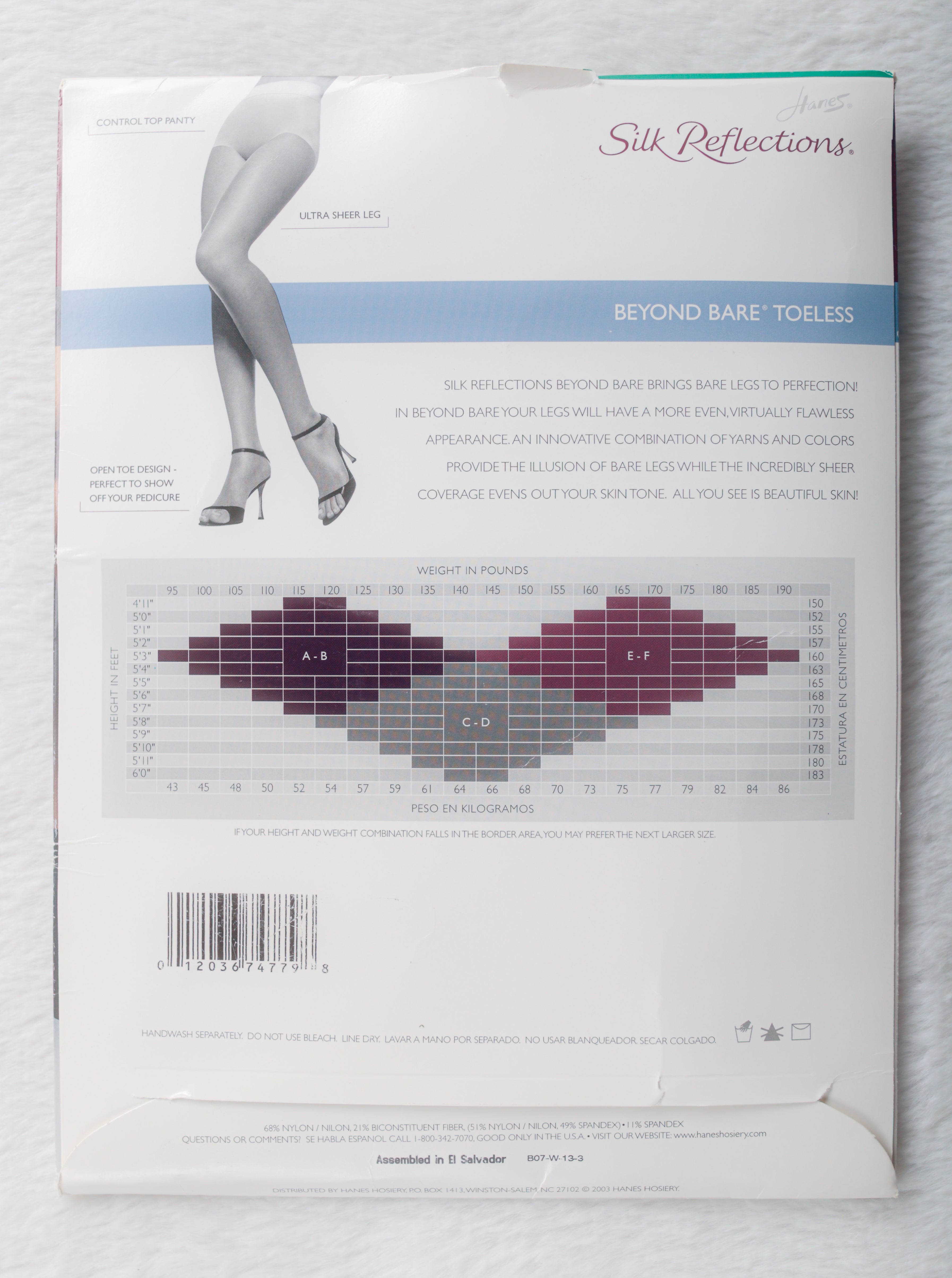 Hanes Silk Reflections Beyond Bare Toeless Silky Sheer Control Top Pantyhose Beige Size CD