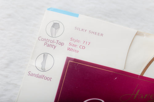 Hanes Silk Reflections 717 Silky Sheer Control Top Sandalfoot Pantyhose White Size CD