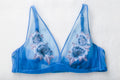 Understance Unlined Sheer Mesh Embroidered Floral Underwire Bra 34C Blue