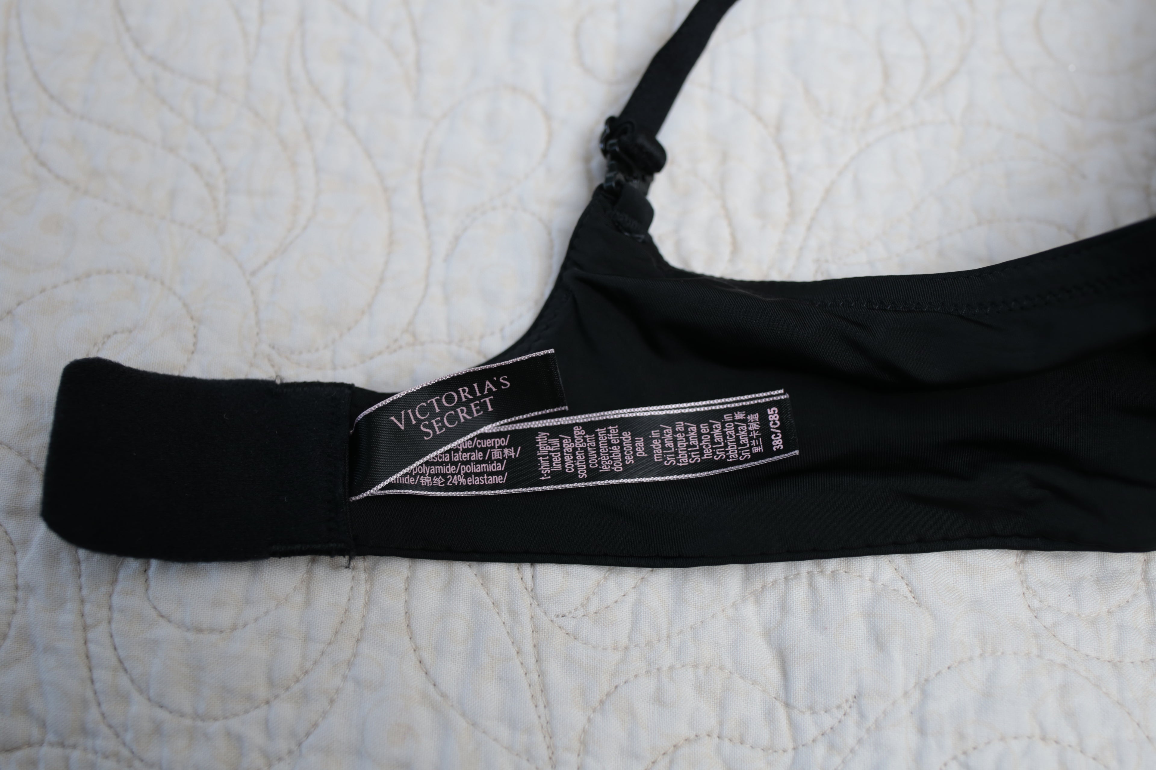 Victoria's Secret 38C T-shirt Lightly Lined Full Coverage Underwire Bra Black