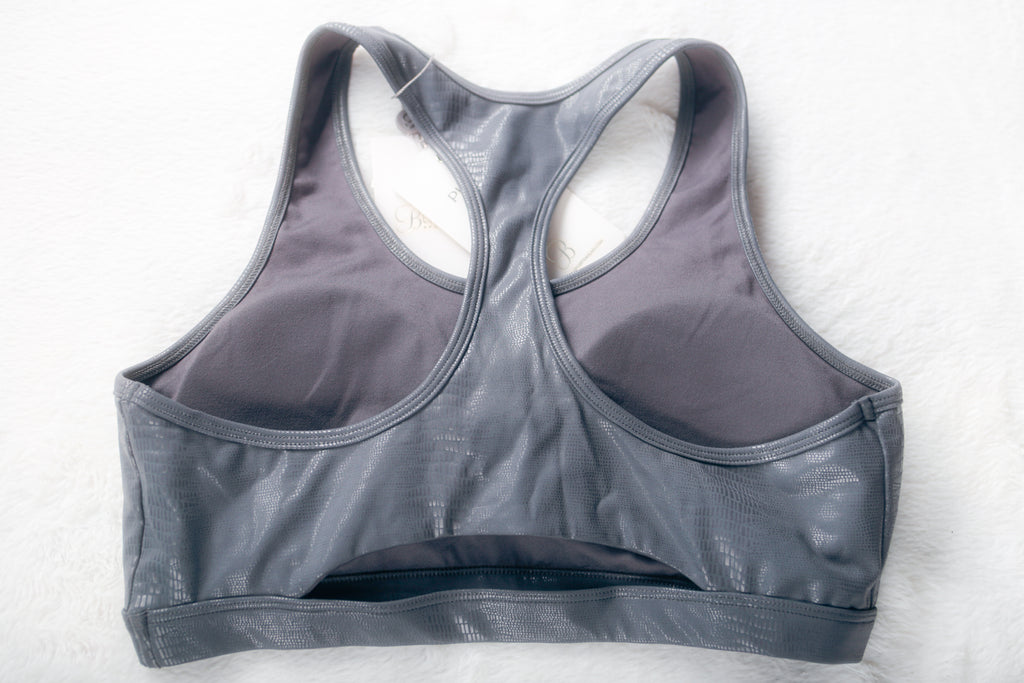 Bombshell Sportswear Wireless Mid-impact Compression Sports Bra XL Grey Snake NEW