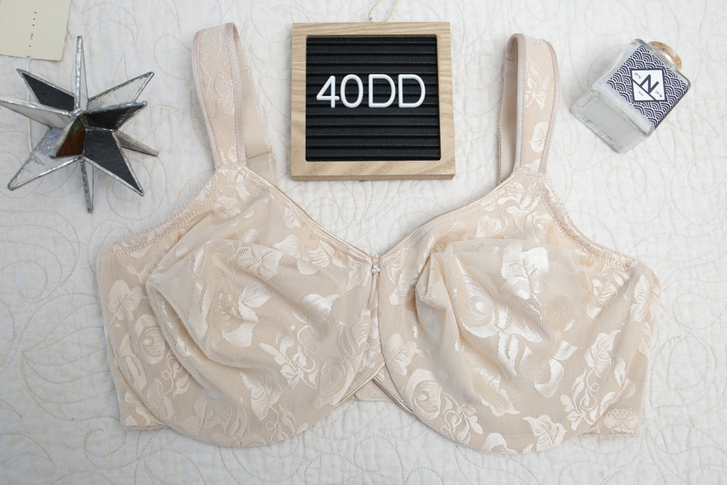 Wacoal 40DD Awareness 85567 Underwire Full Coverage Unlined Bra Nude Beige Floral